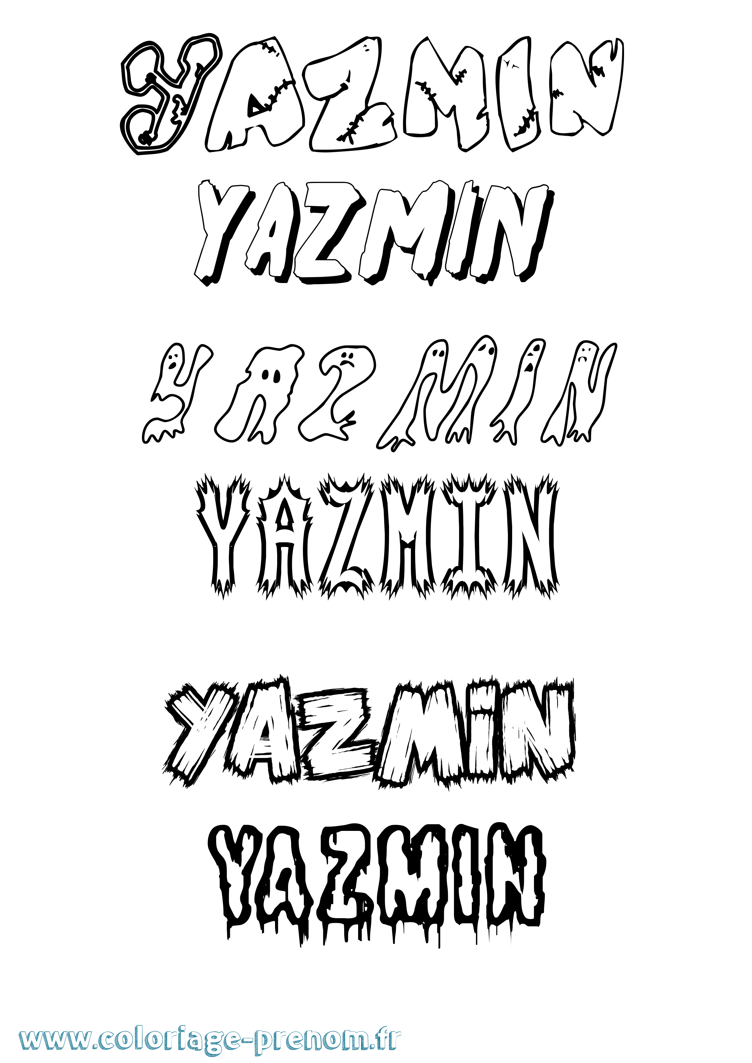 Coloriage prénom Yazmin Frisson