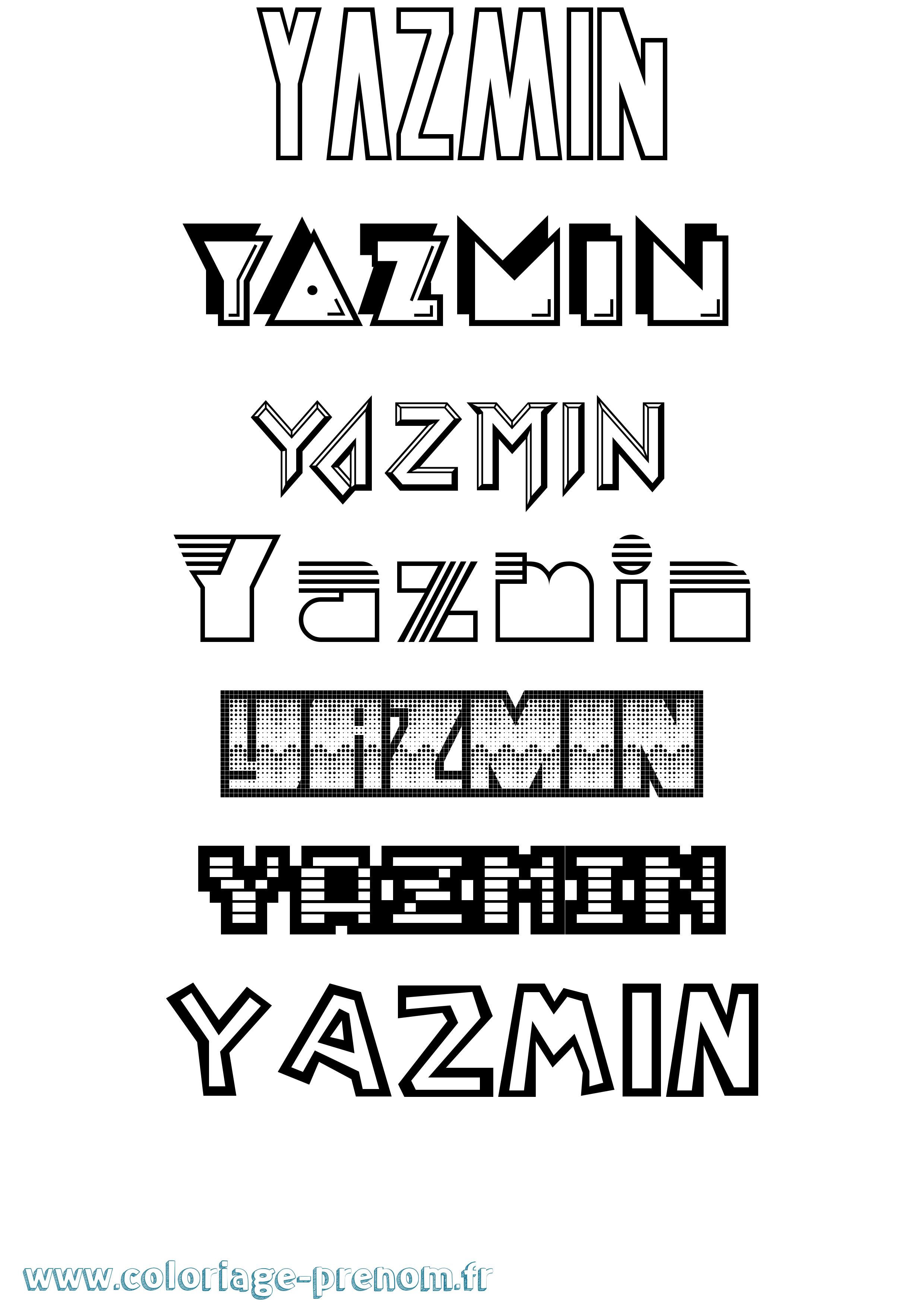 Coloriage prénom Yazmin Jeux Vidéos