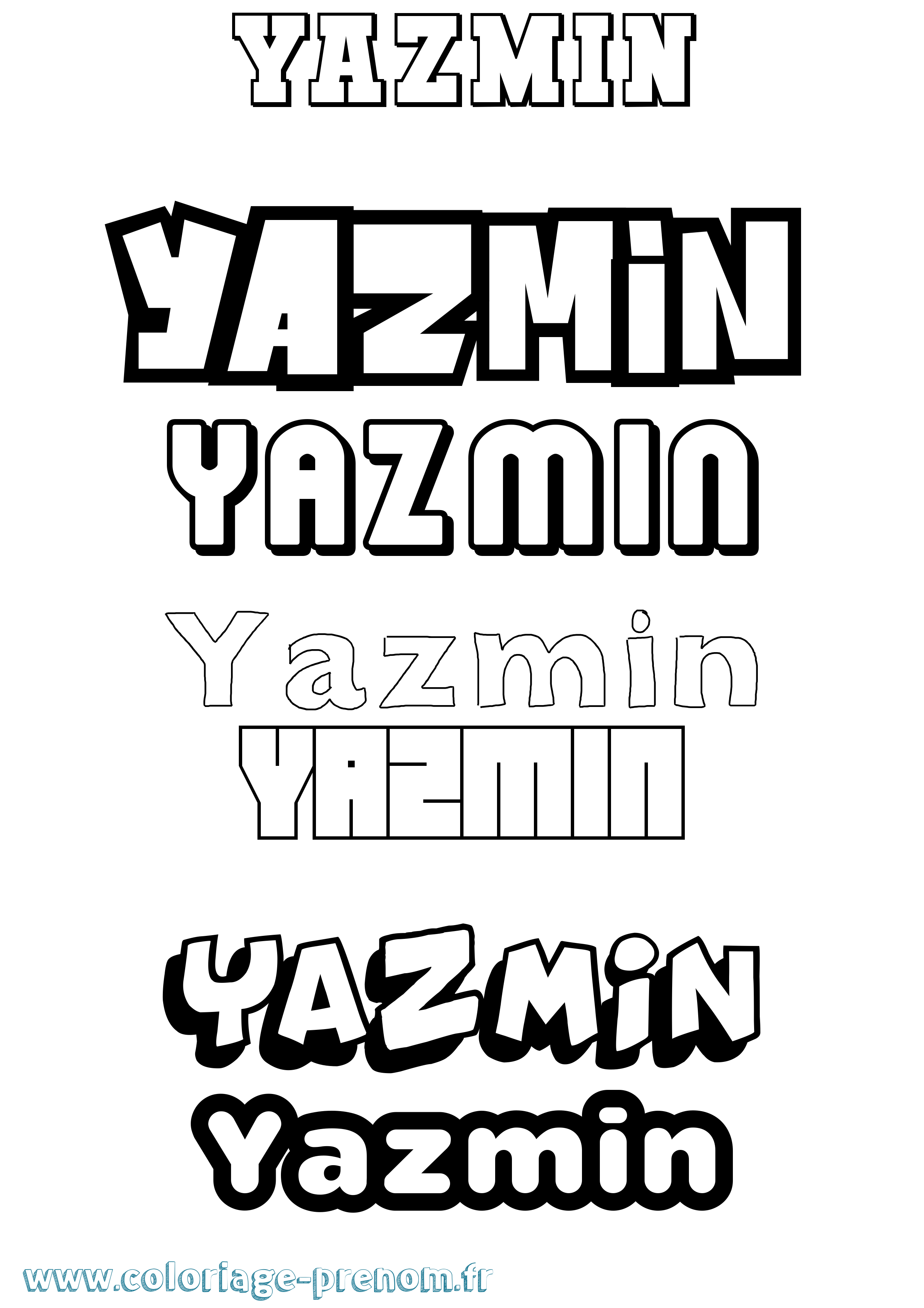Coloriage prénom Yazmin Simple