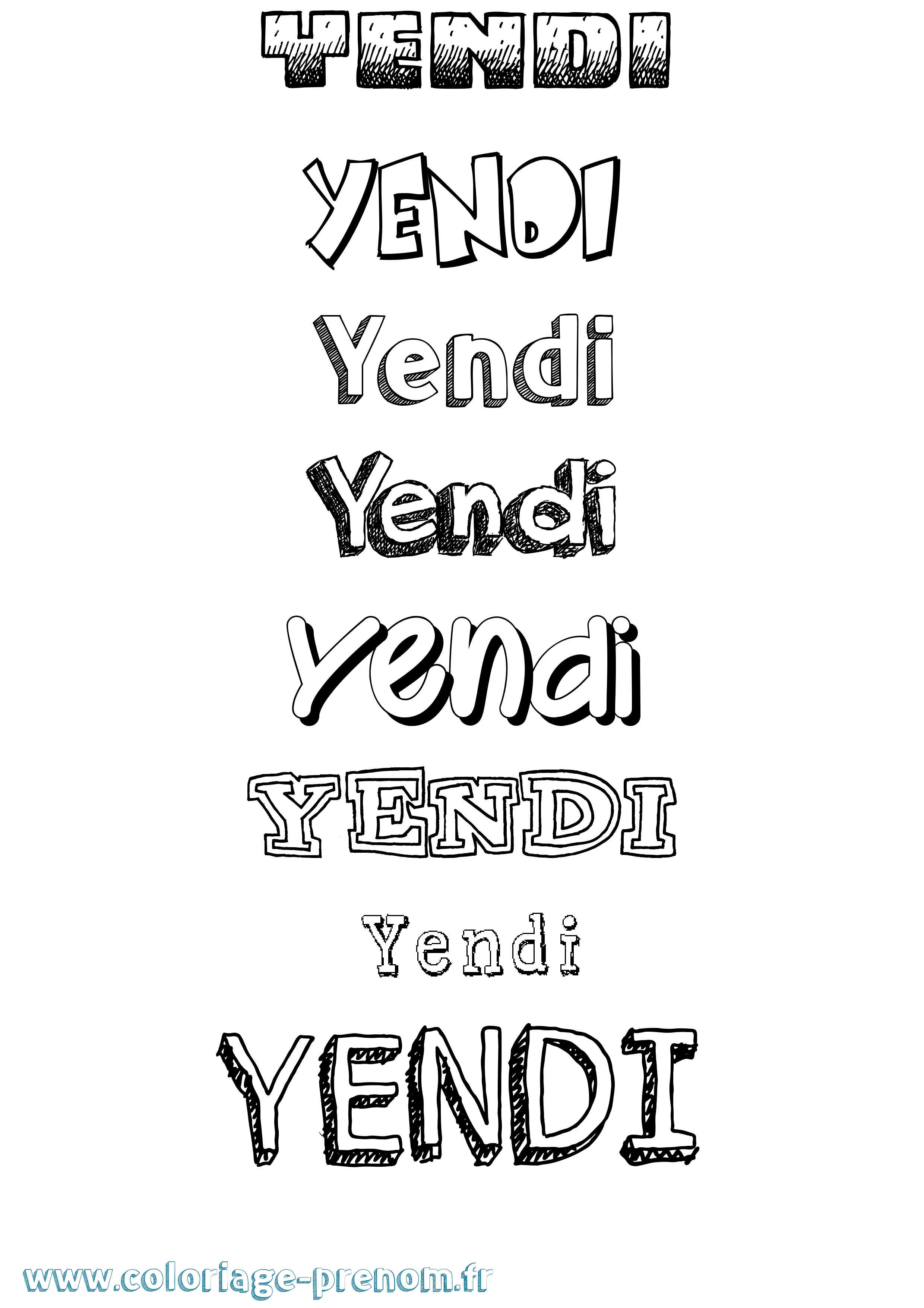 Coloriage prénom Yendi Dessiné