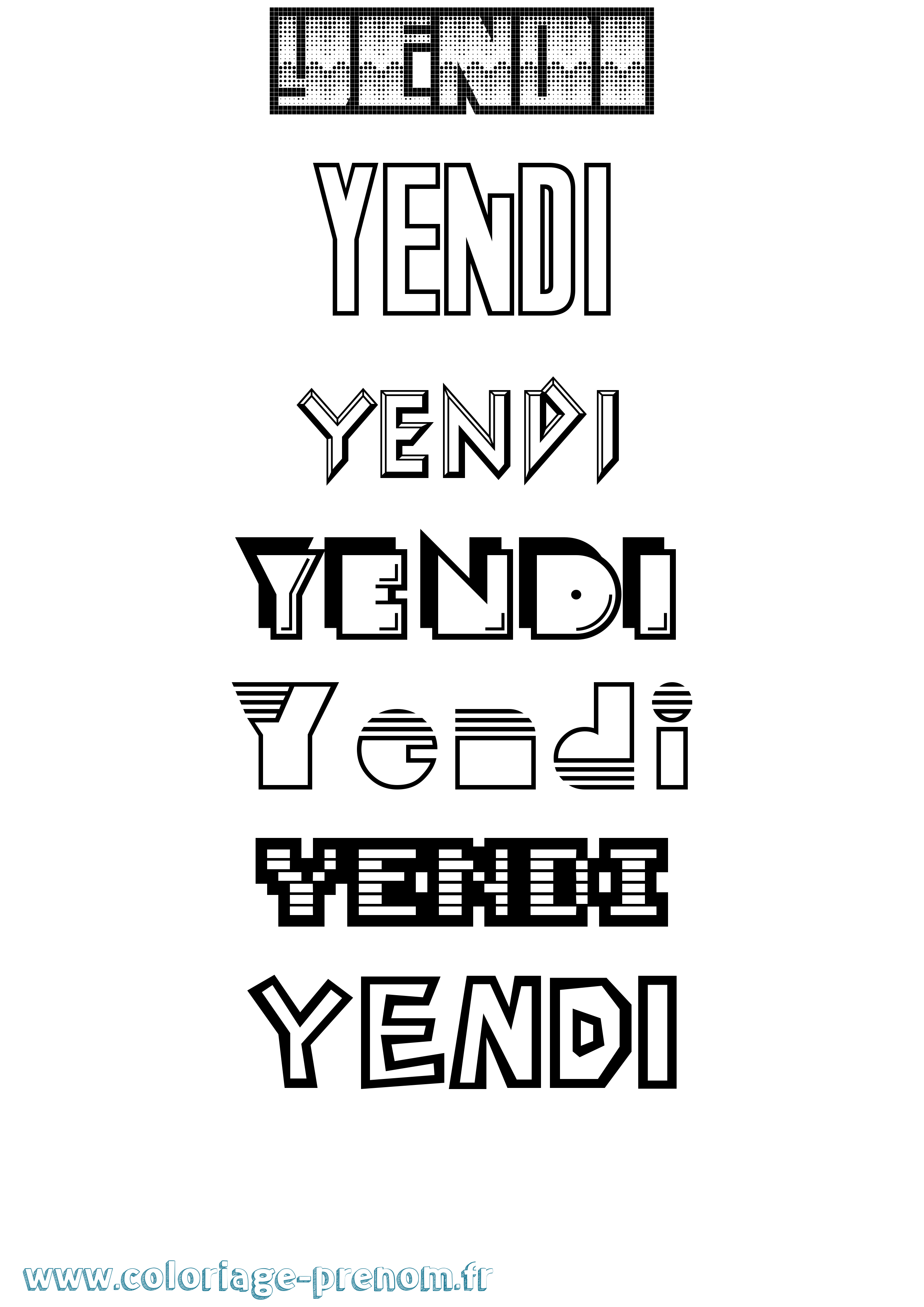 Coloriage prénom Yendi Jeux Vidéos