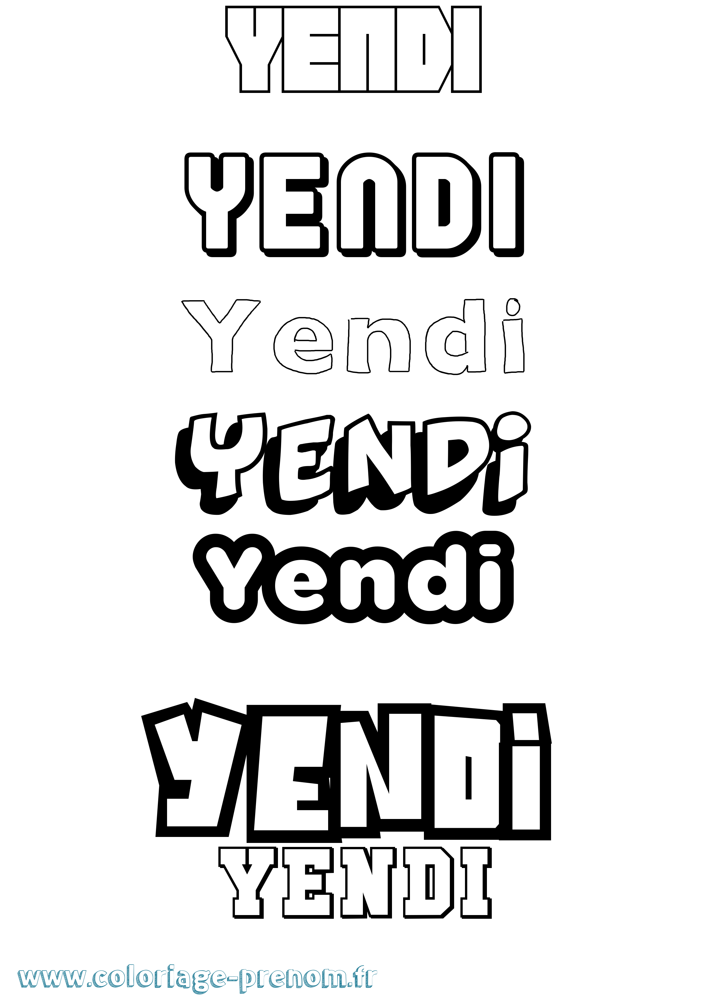 Coloriage prénom Yendi Simple