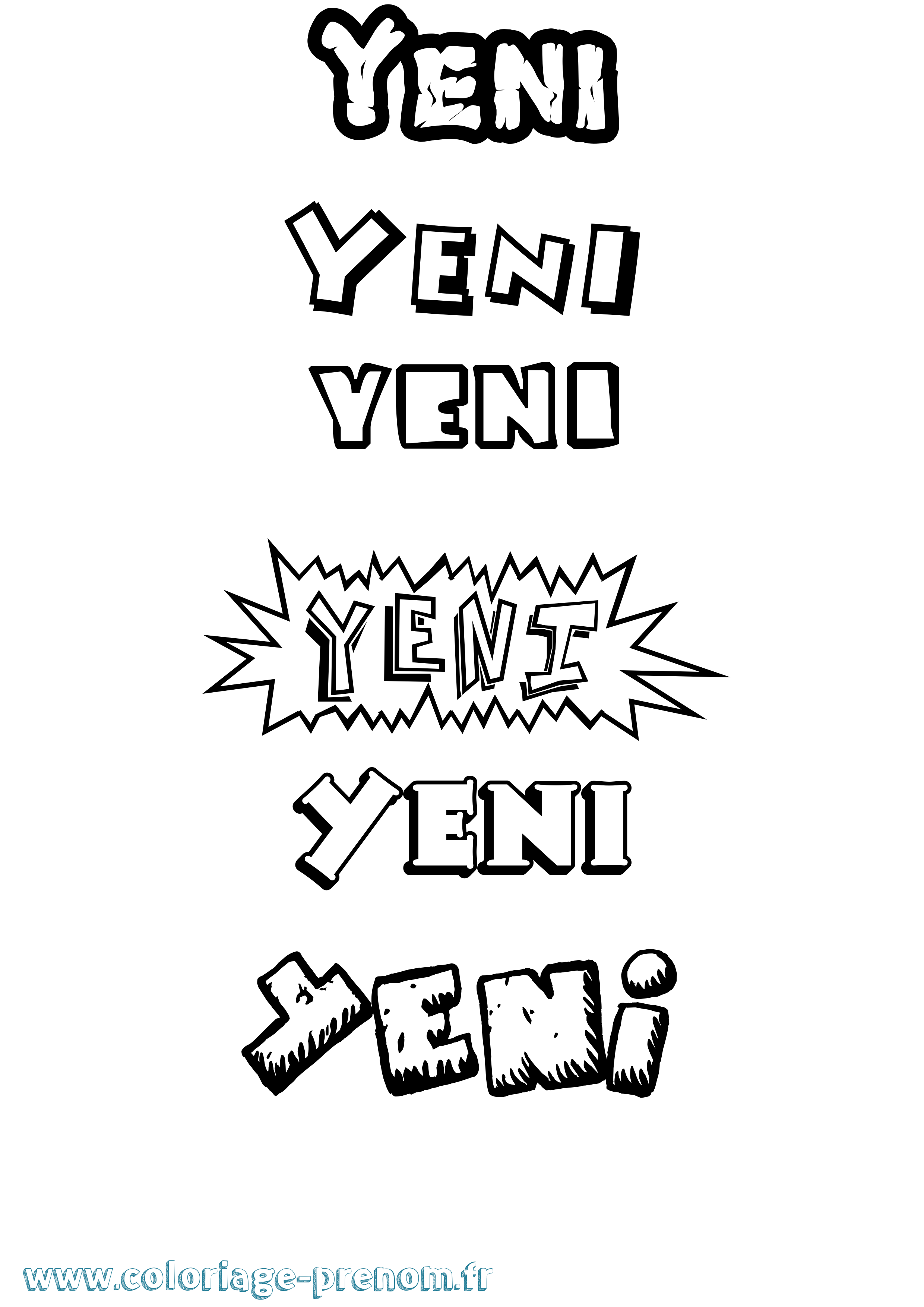 Coloriage Yeni Dessin Animé Coloriage prénom Yeni Dessin Animé
