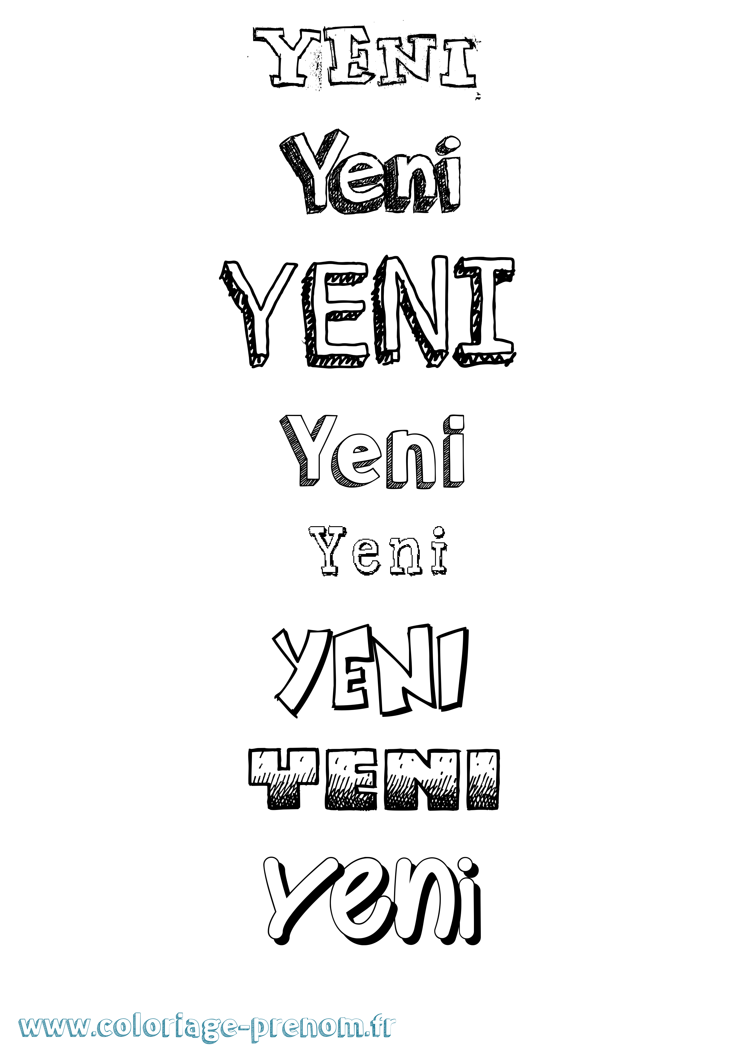 Coloriage Yeni Dessiné Coloriage prénom Yeni Dessiné