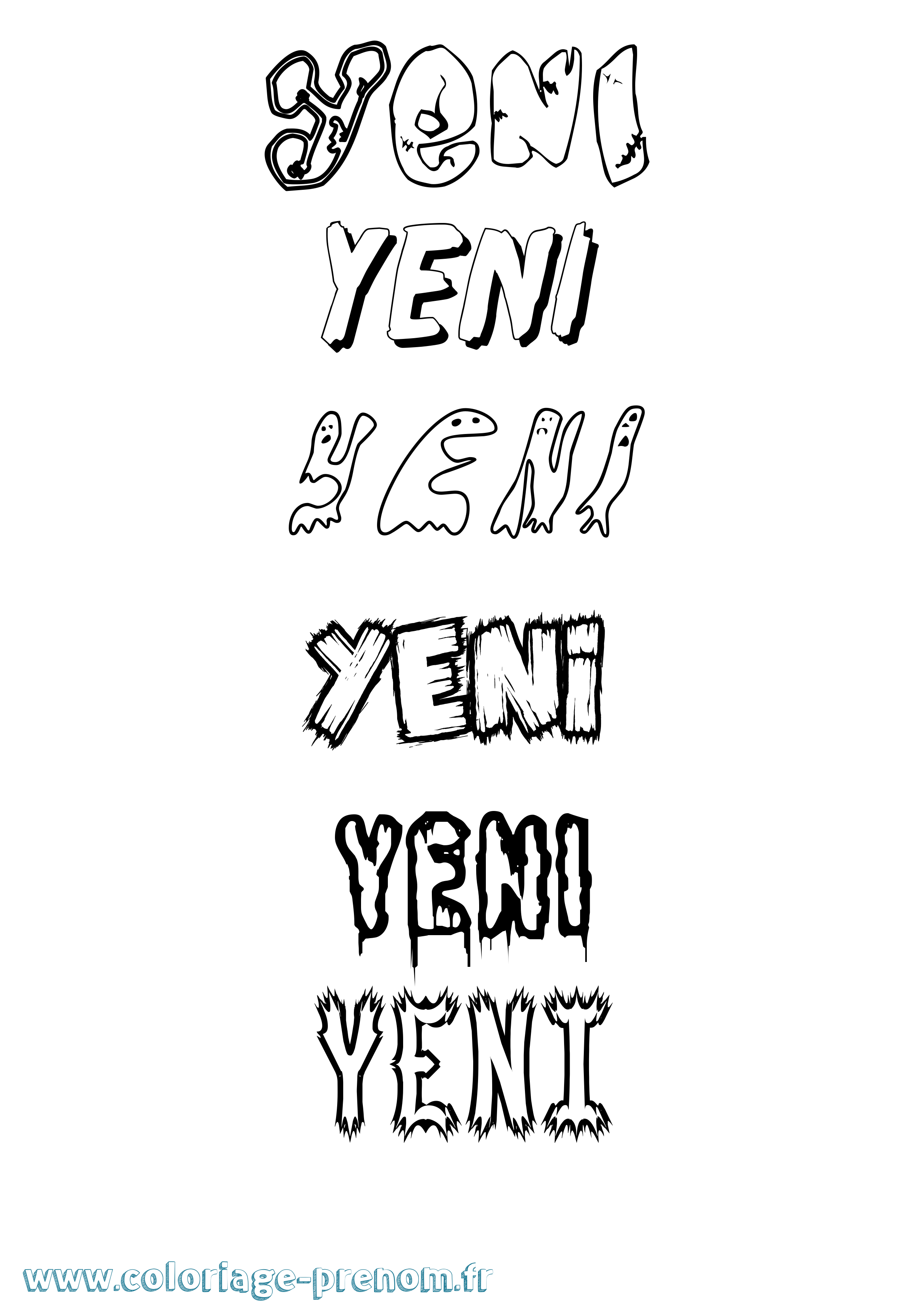 Coloriage Yeni Frisson Coloriage prénom Yeni Frisson
