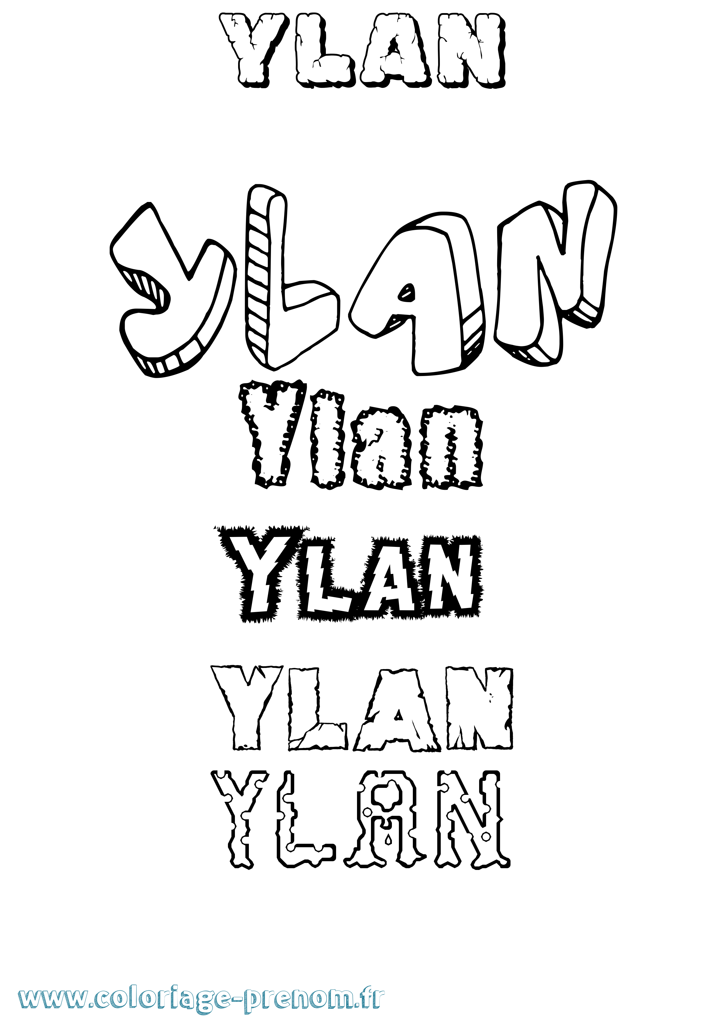 Coloriage prénom Ylan
