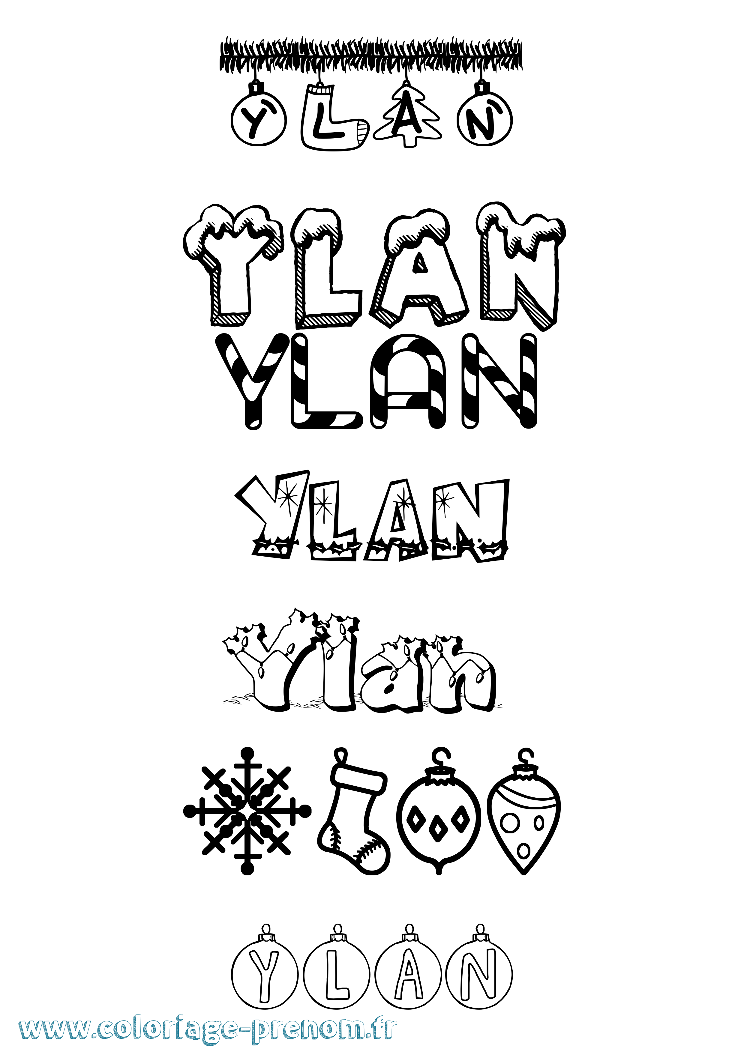 Coloriage prénom Ylan