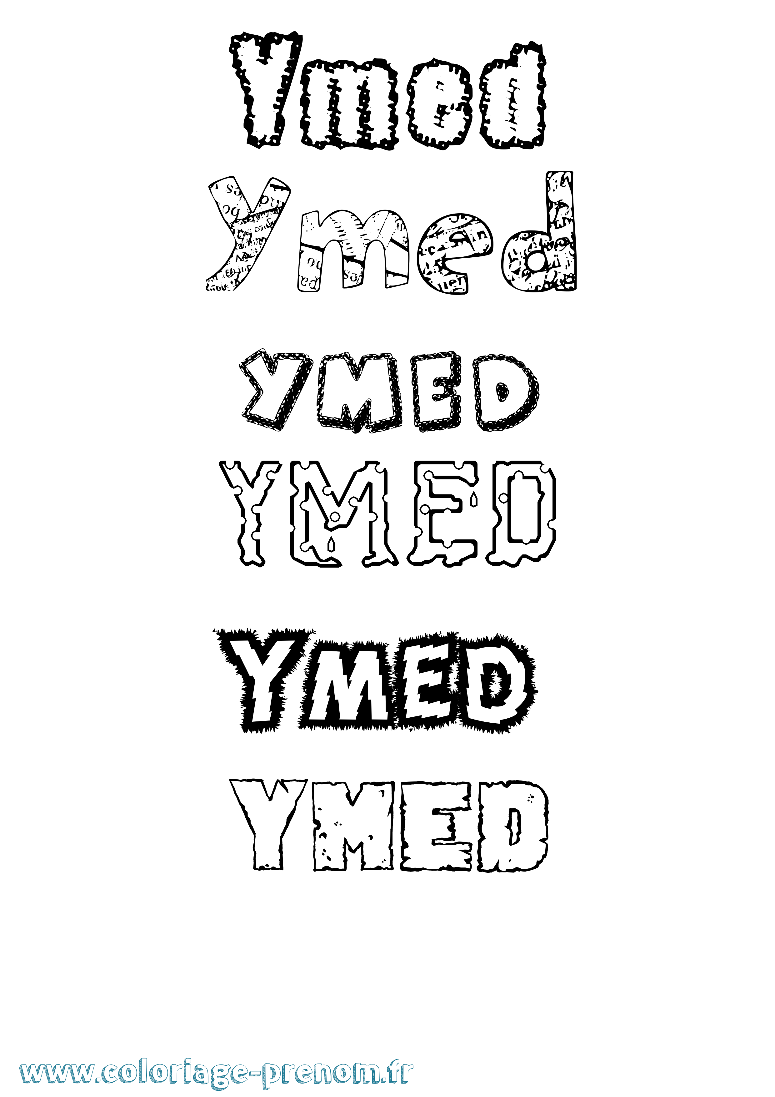 Coloriage Ymed Destructuré Coloriage prénom Ymed Destructuré