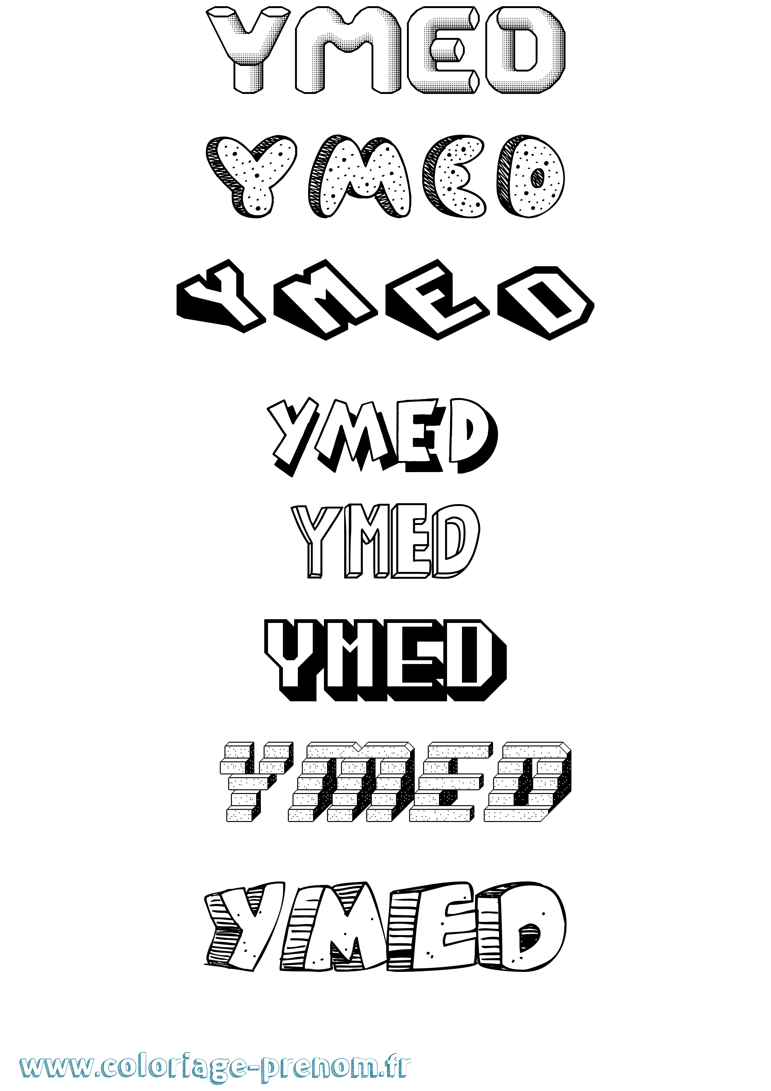 Coloriage Ymed Effet 3D Coloriage prénom Ymed Effet 3D