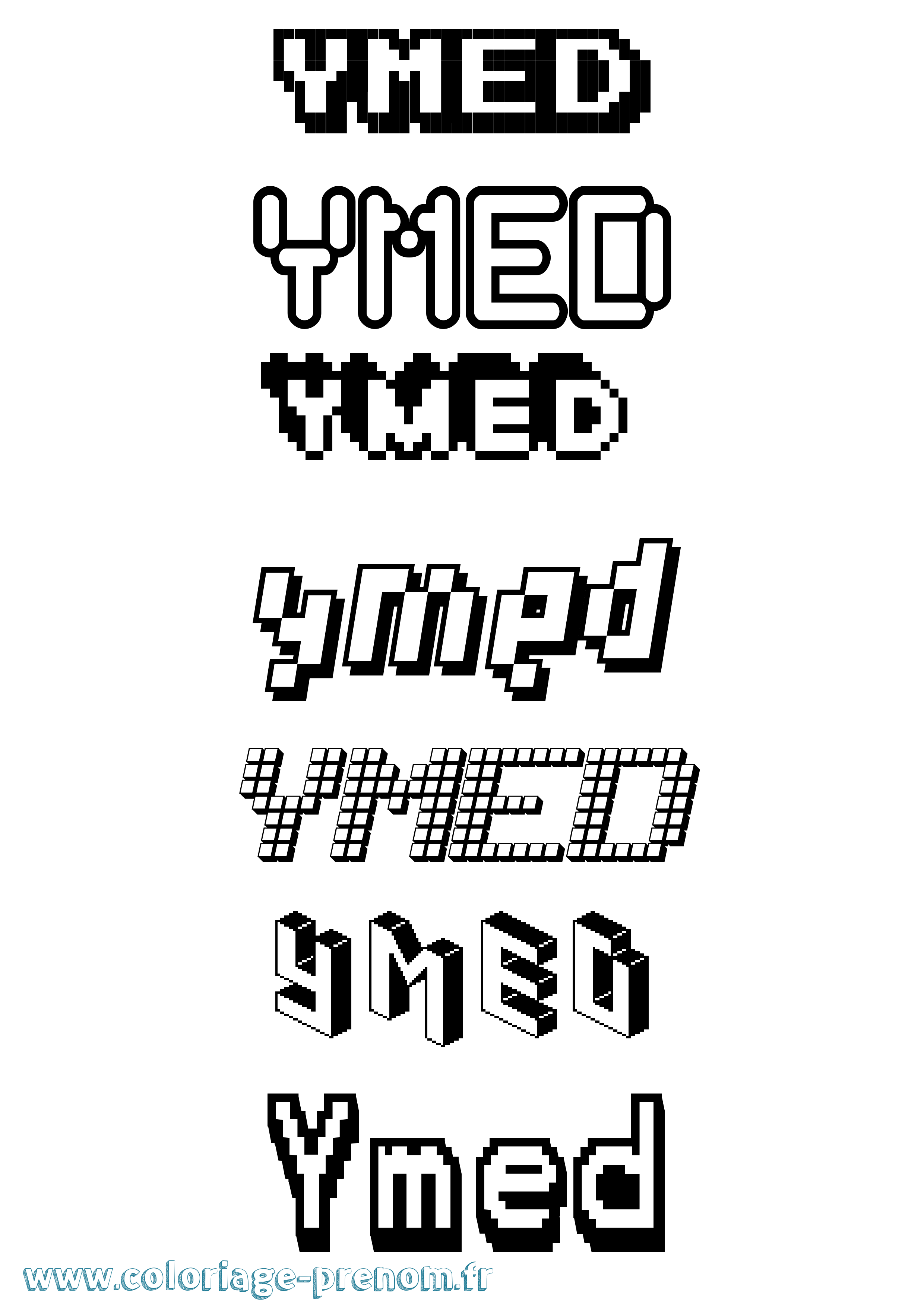 Coloriage Ymed Pixel Coloriage prénom Ymed Pixel