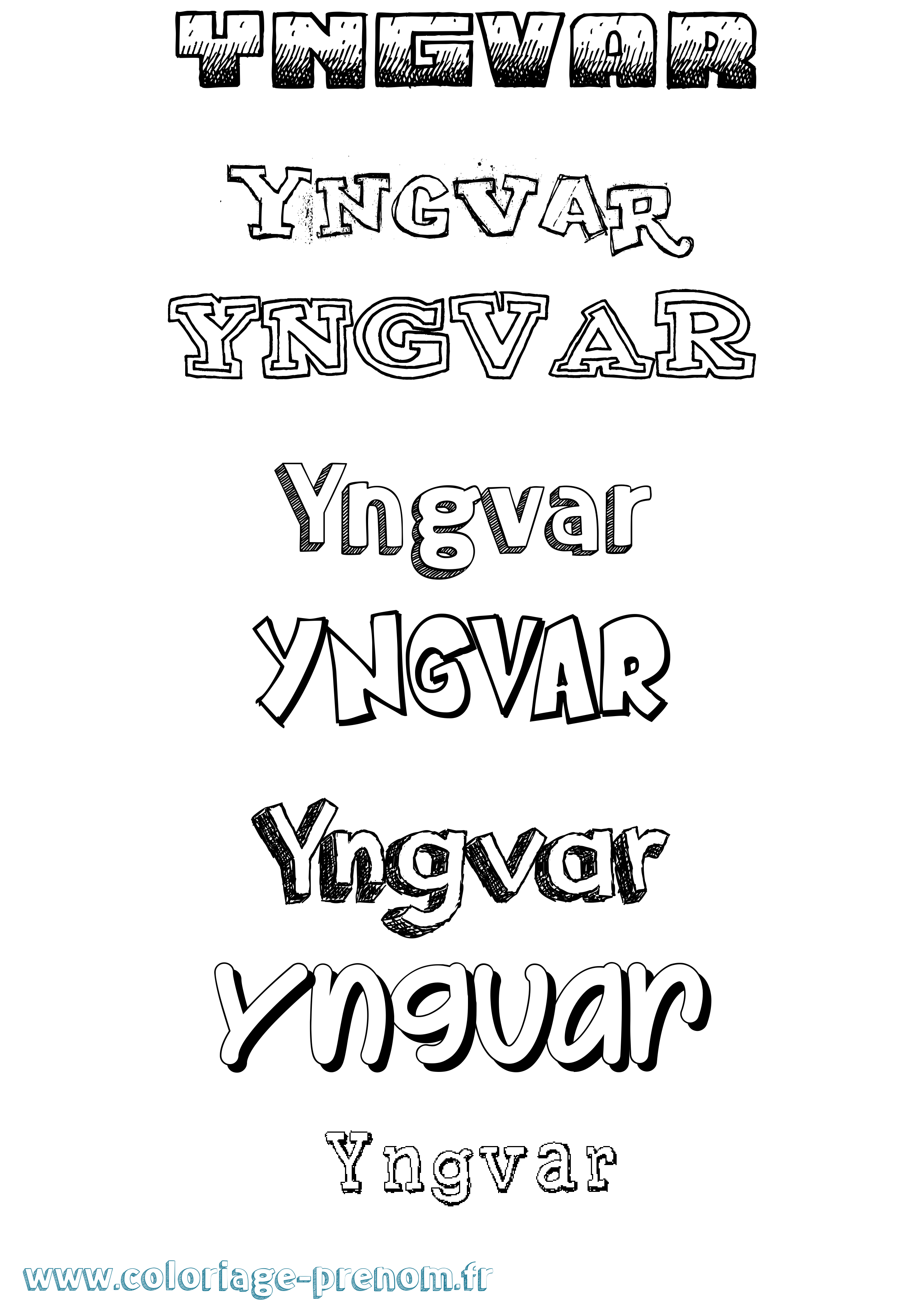 Coloriage prénom Yngvar Dessiné
