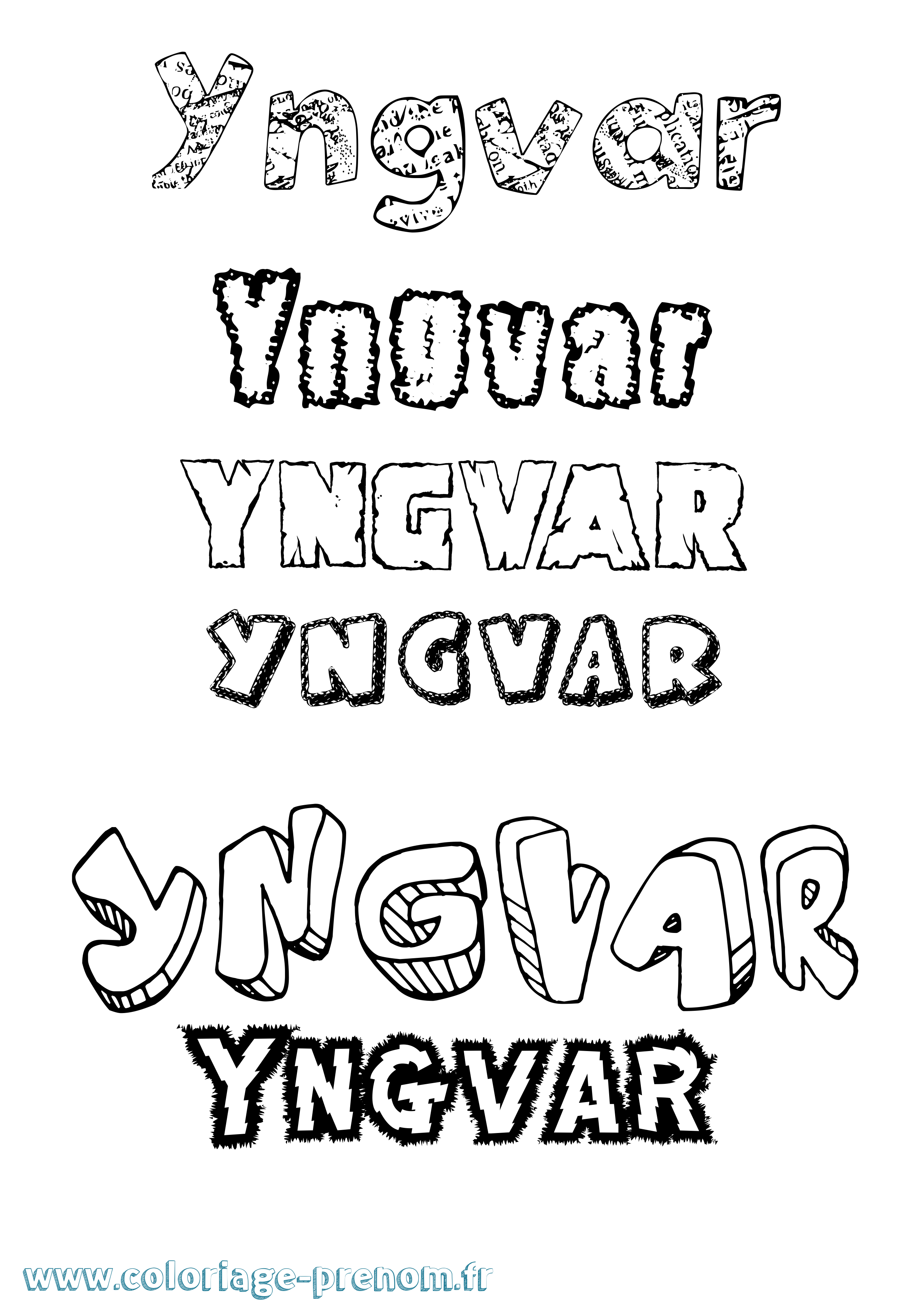Coloriage prénom Yngvar Destructuré