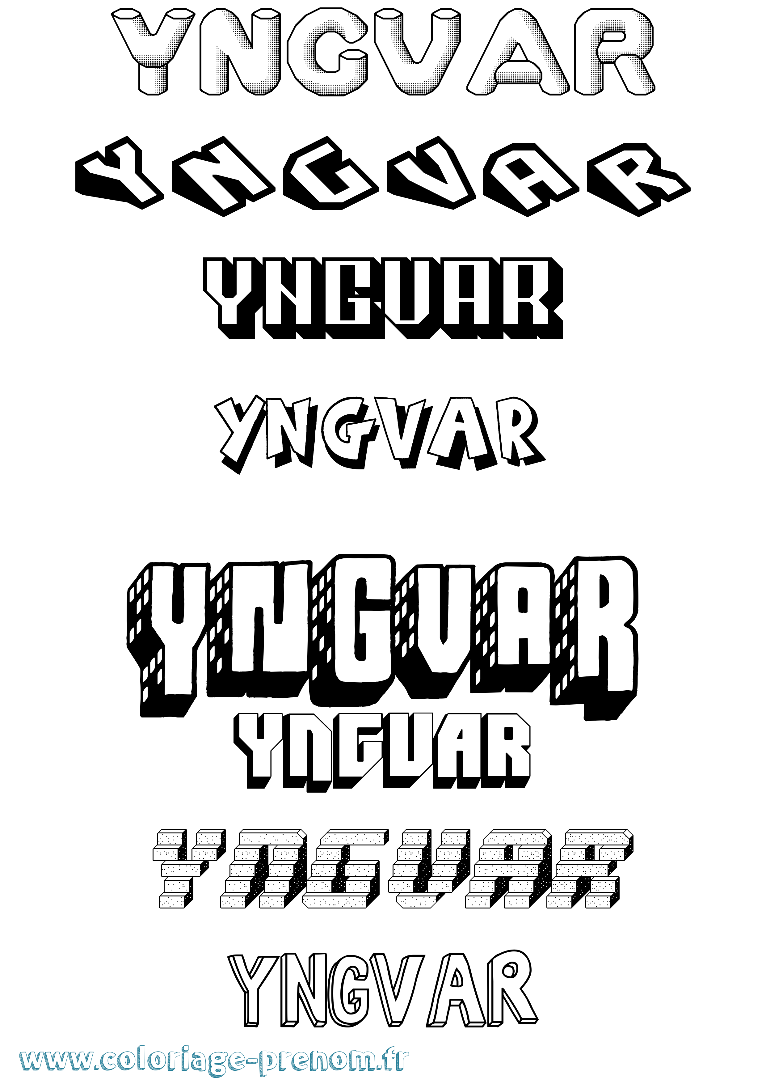 Coloriage prénom Yngvar Effet 3D