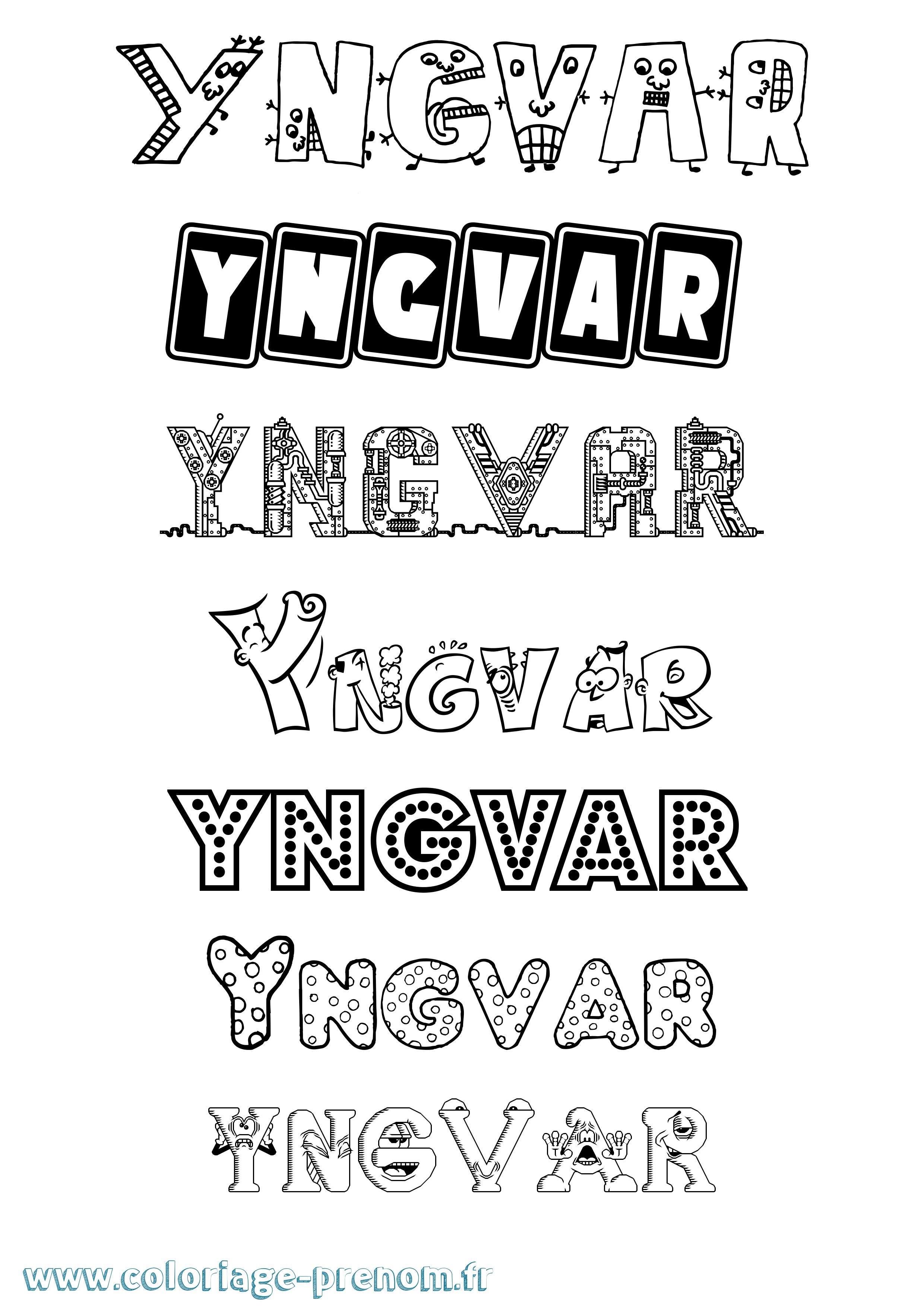 Coloriage prénom Yngvar Fun