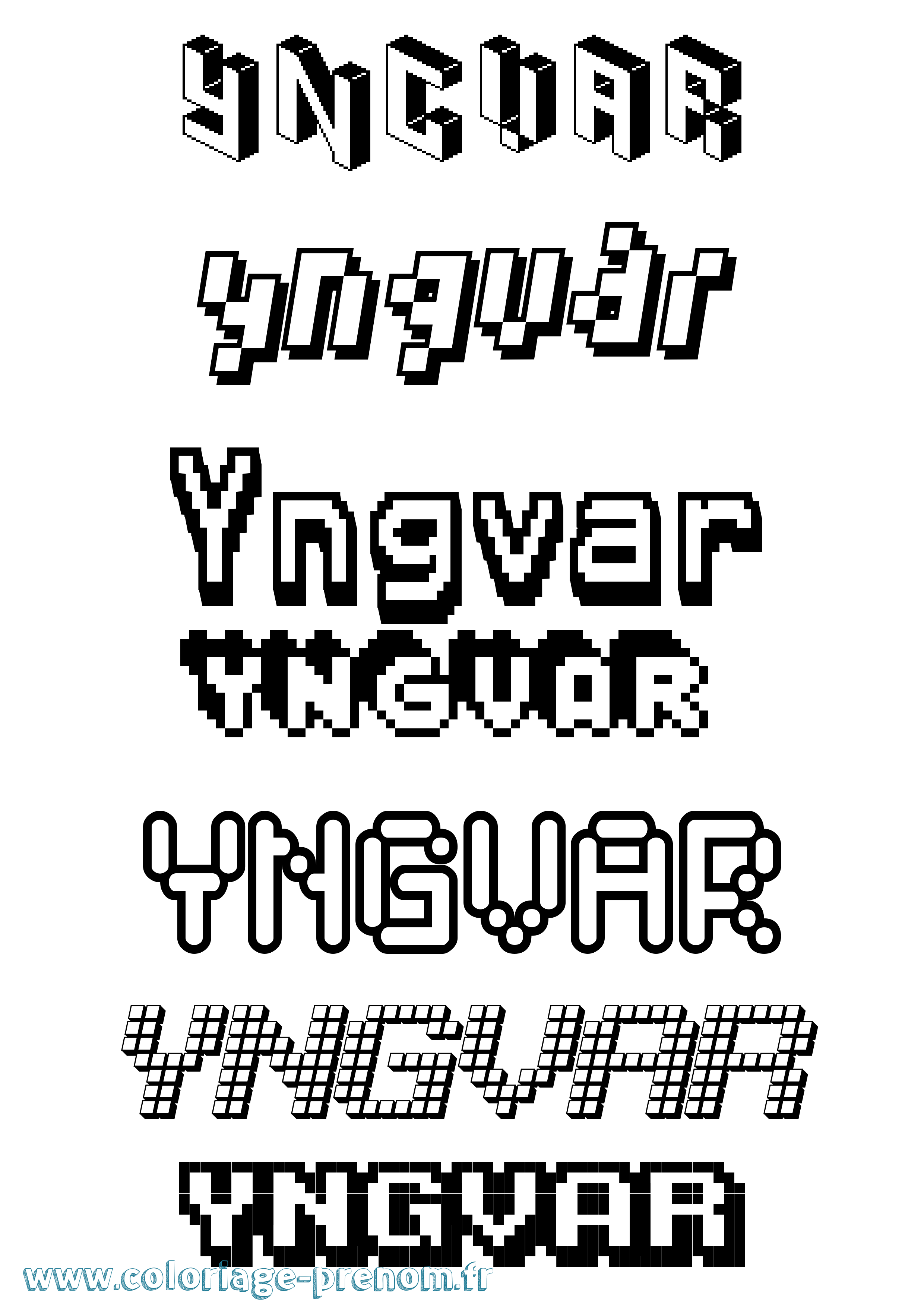 Coloriage prénom Yngvar Pixel