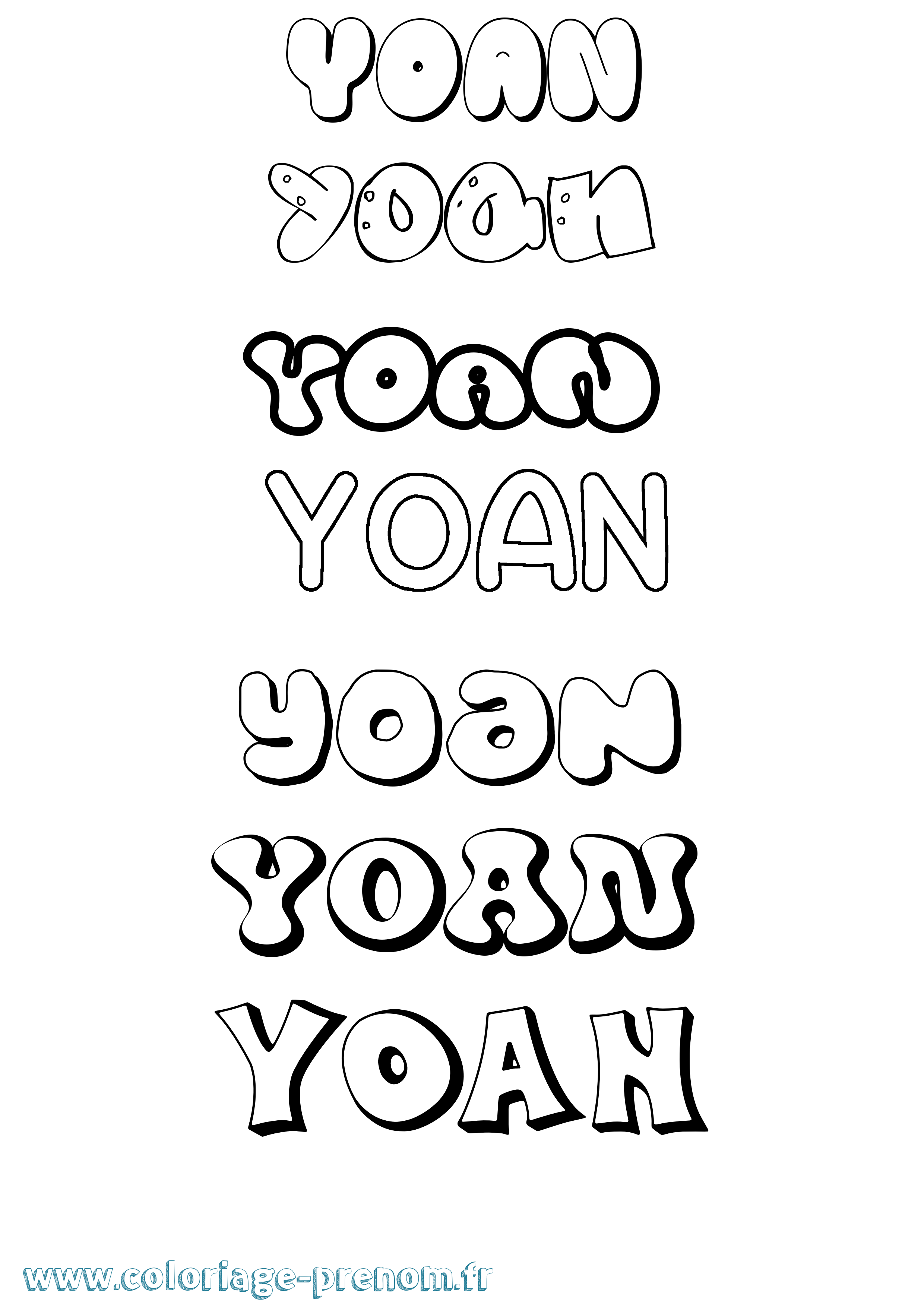 Coloriage prénom Yoan Bubble