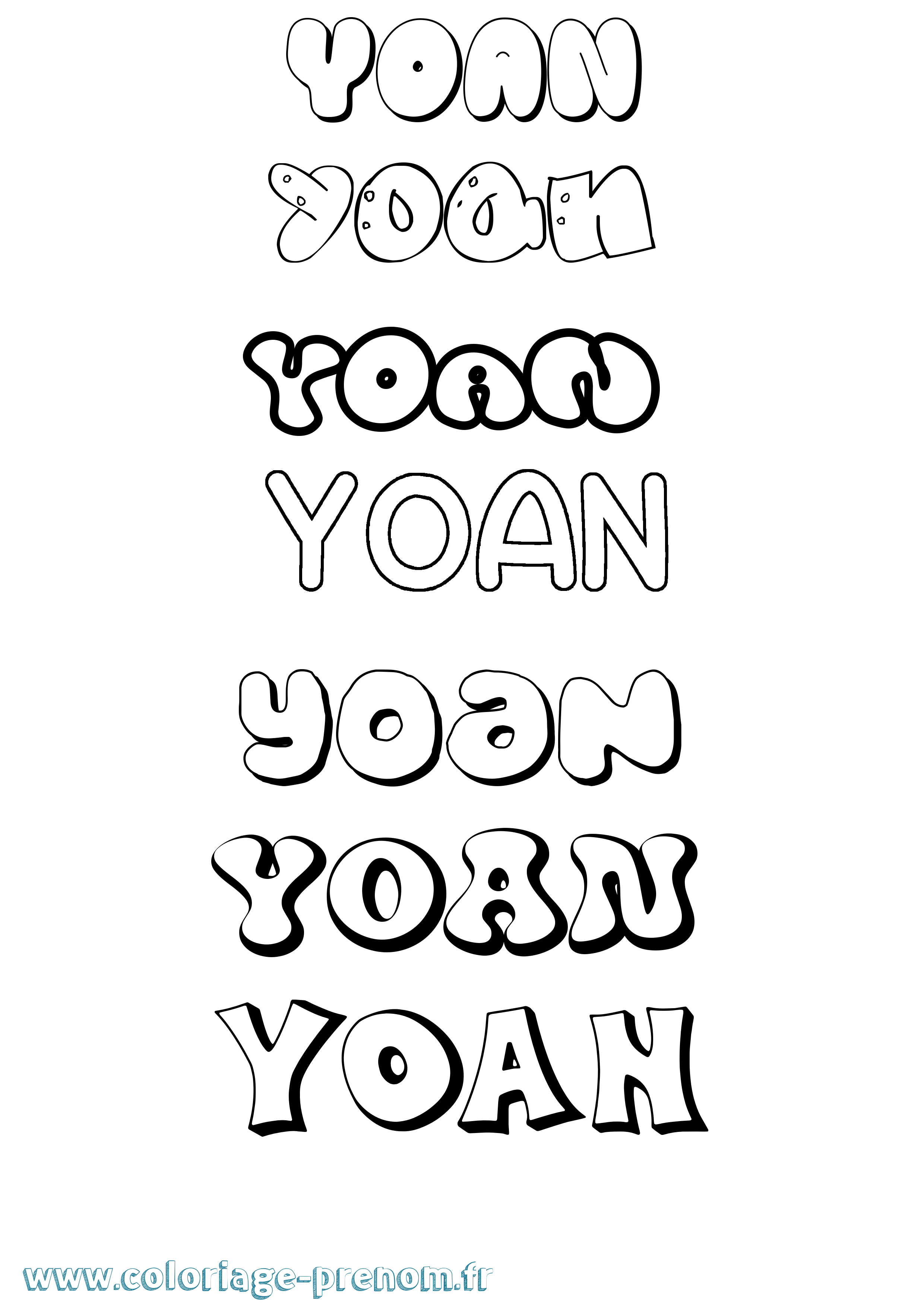 Coloriage Yoan Bubble Coloriage prénom Yoan Bubble