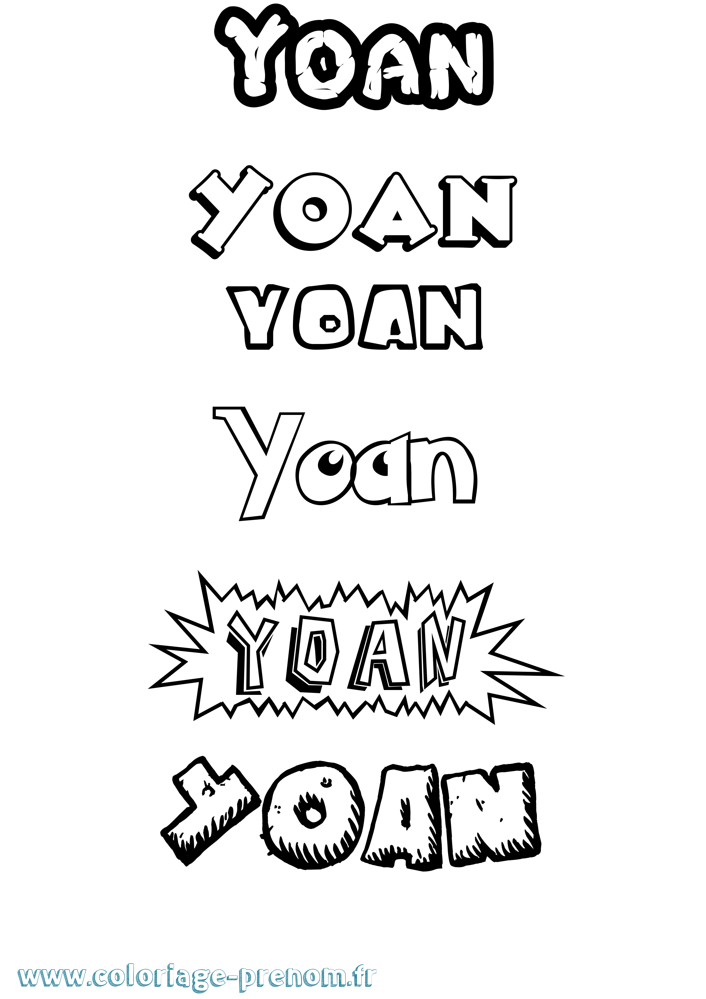 Coloriage Yoan Dessin Animé Coloriage prénom Yoan Dessin Animé