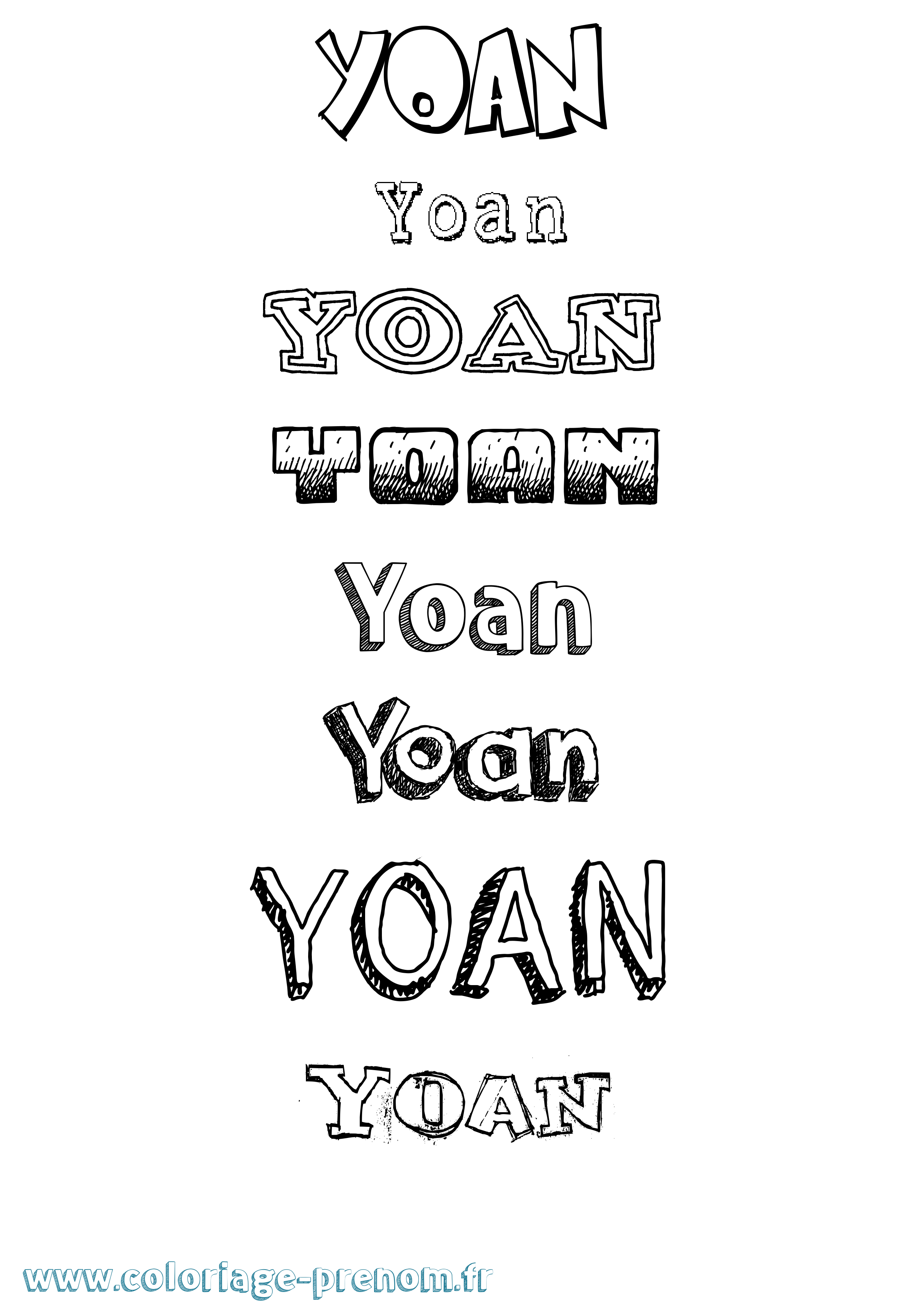 Coloriage Yoan Dessiné Coloriage prénom Yoan Dessiné