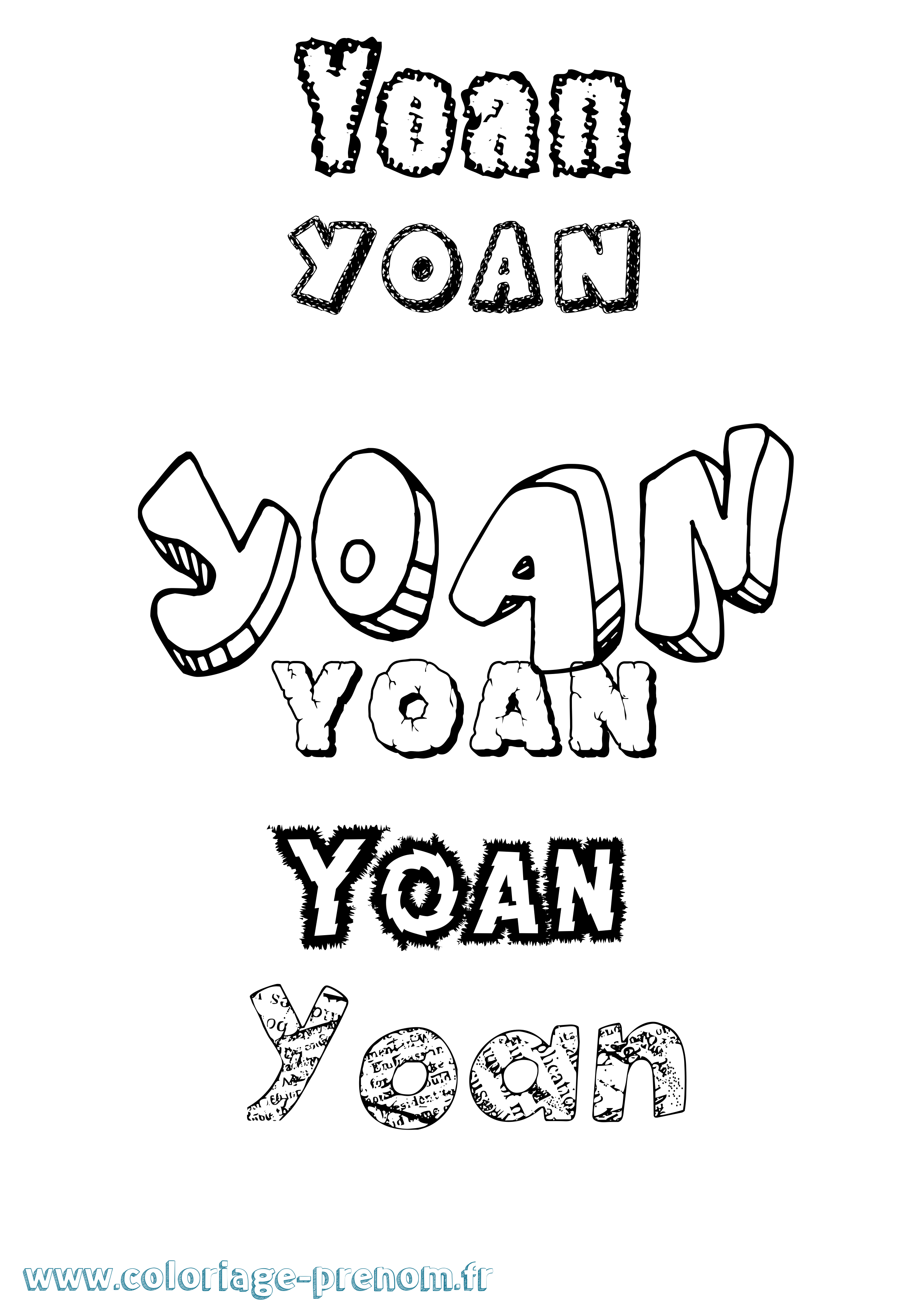 Coloriage Yoan Destructuré Coloriage prénom Yoan Destructuré
