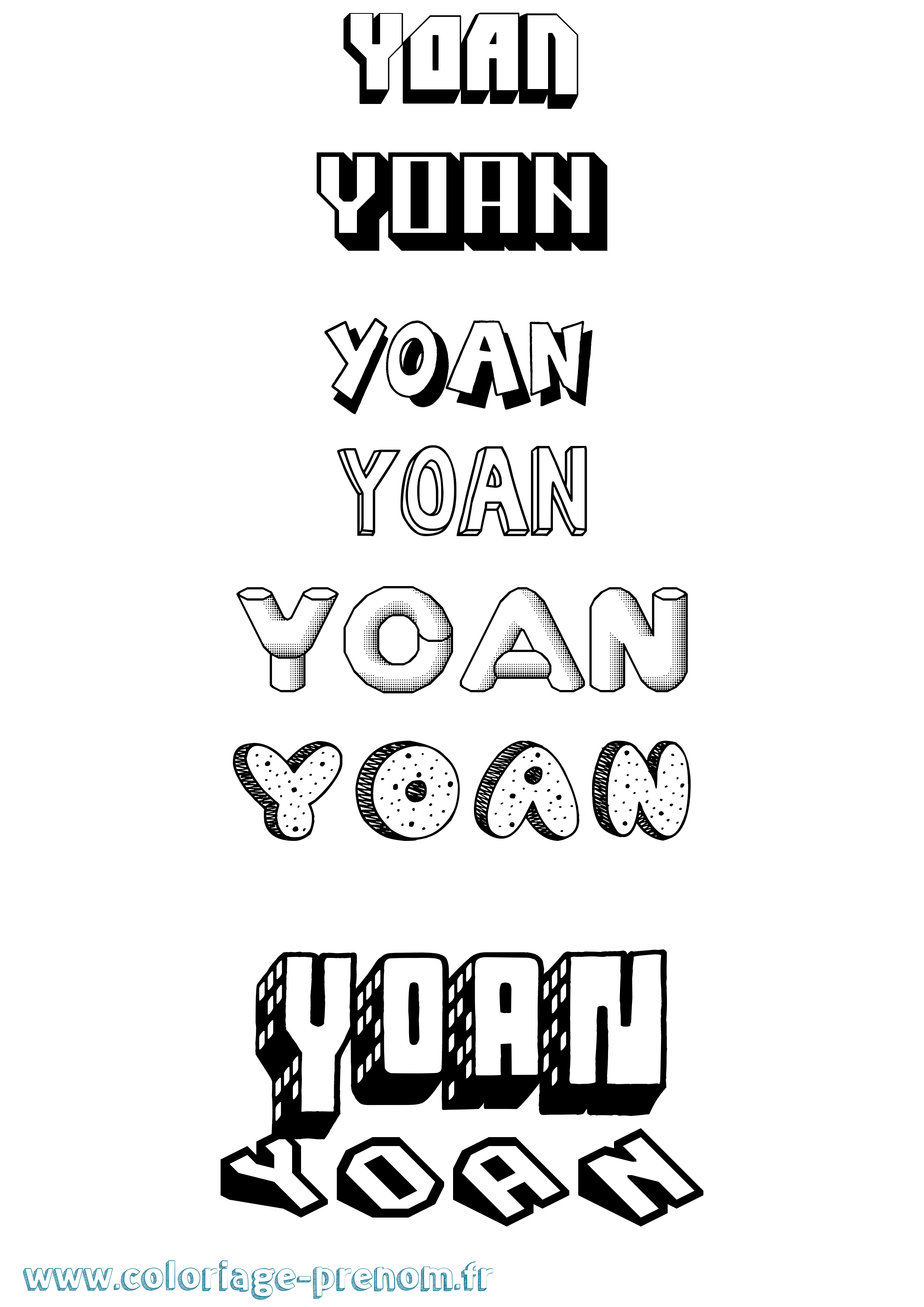 Coloriage Yoan Effet 3D Coloriage prénom Yoan Effet 3D