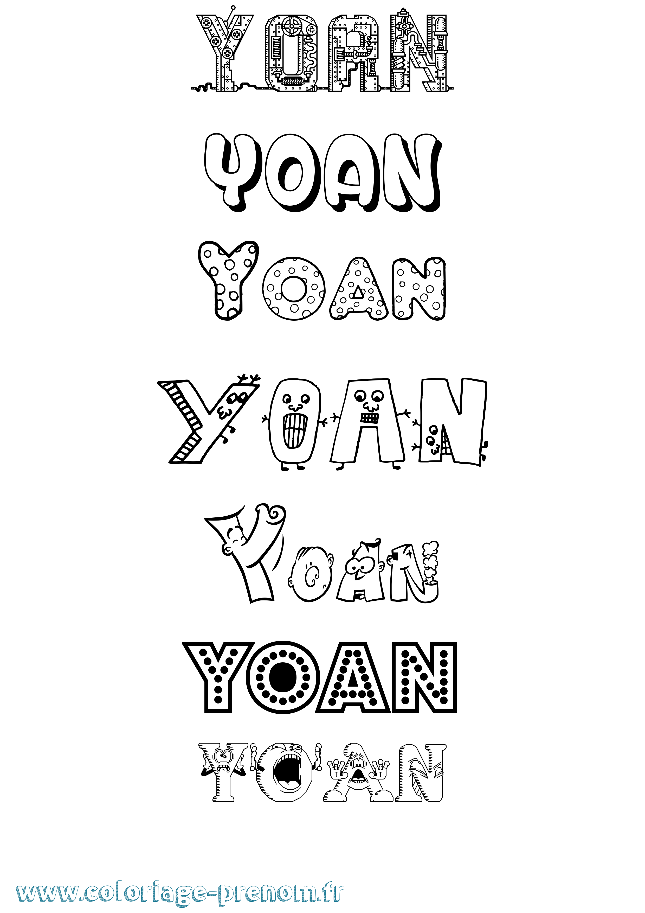 Coloriage prénom Yoan Fun