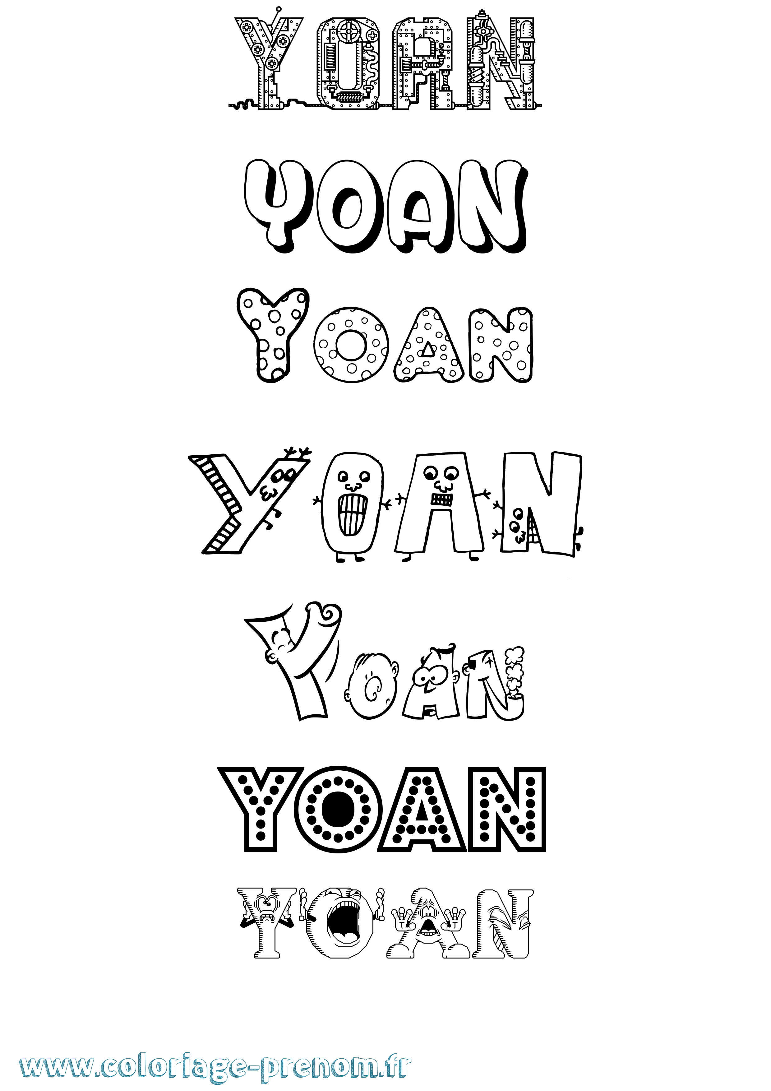 Coloriage Yoan Fun Coloriage prénom Yoan Fun