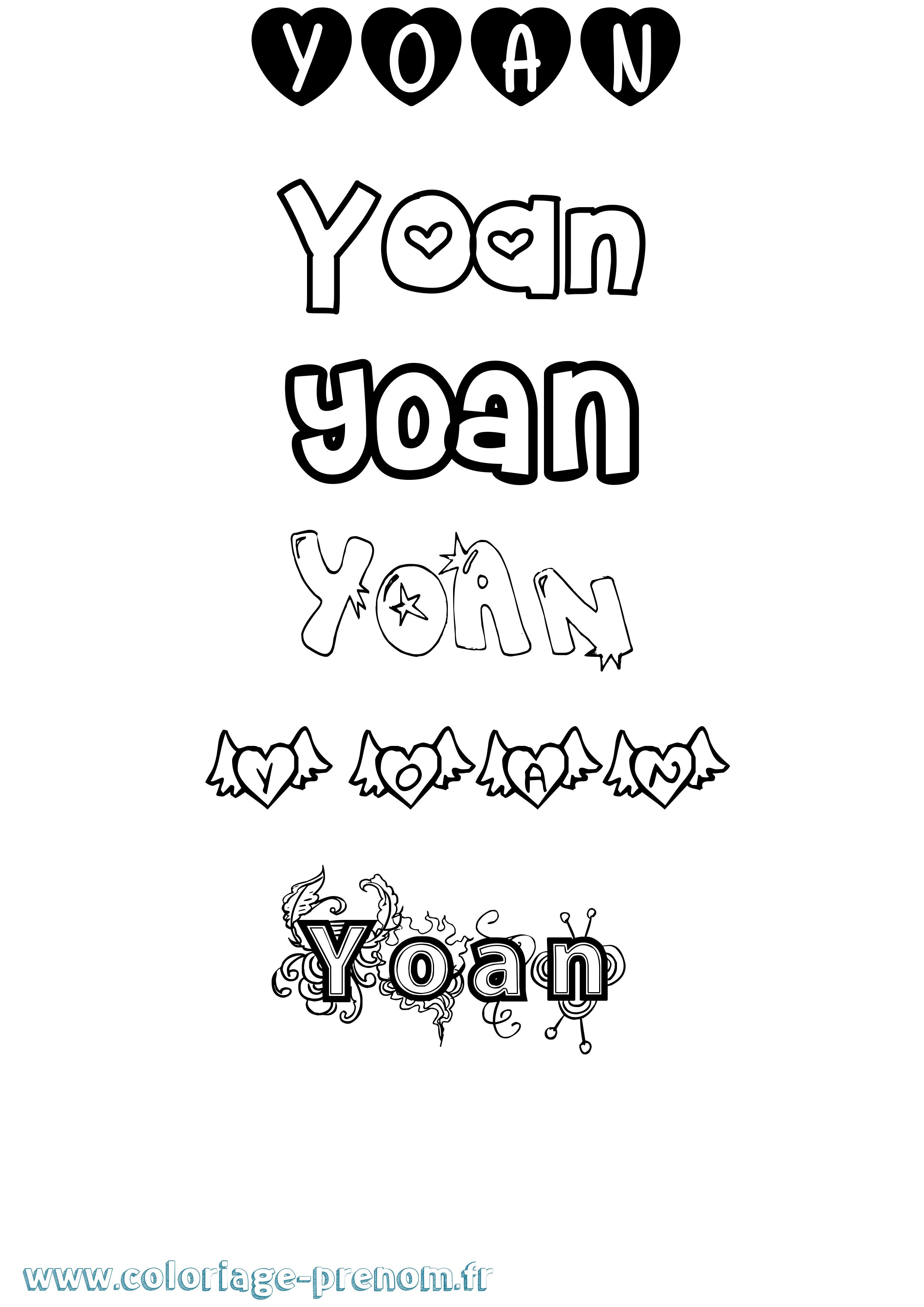 Coloriage Yoan Girly Coloriage prénom Yoan Girly
