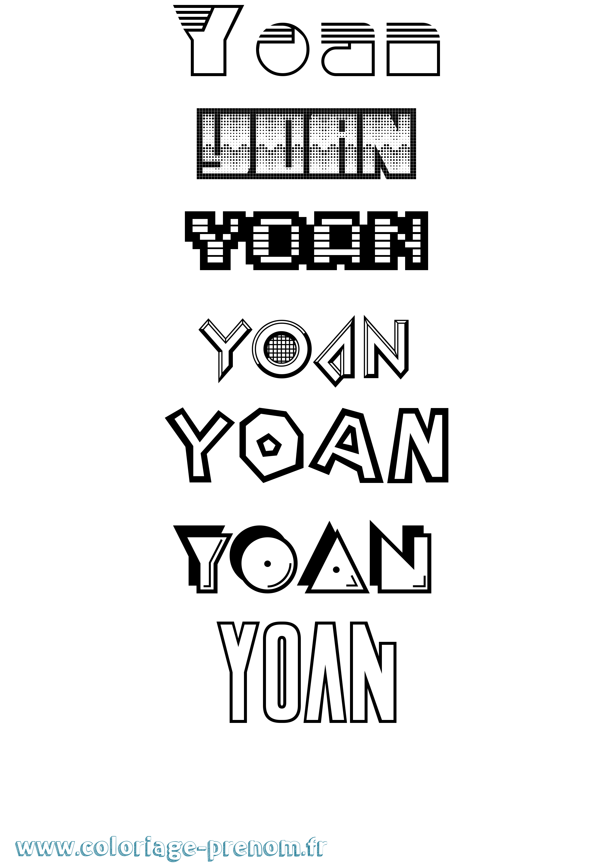 Coloriage prénom Yoan Jeux Vidéos