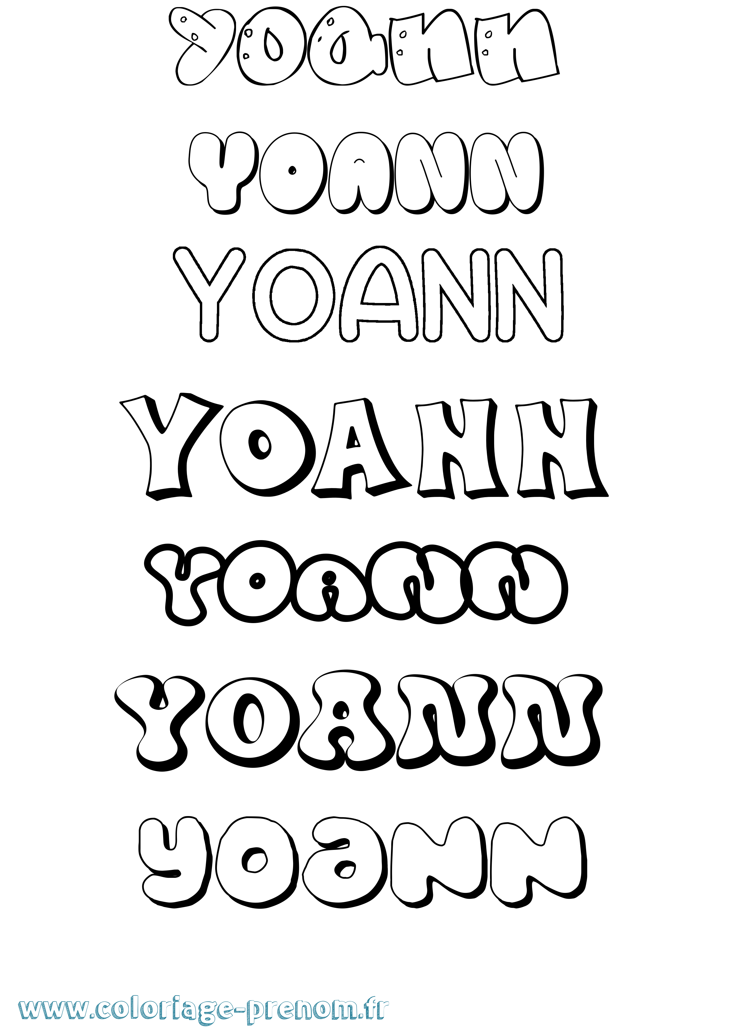 Coloriage prénom Yoann Bubble