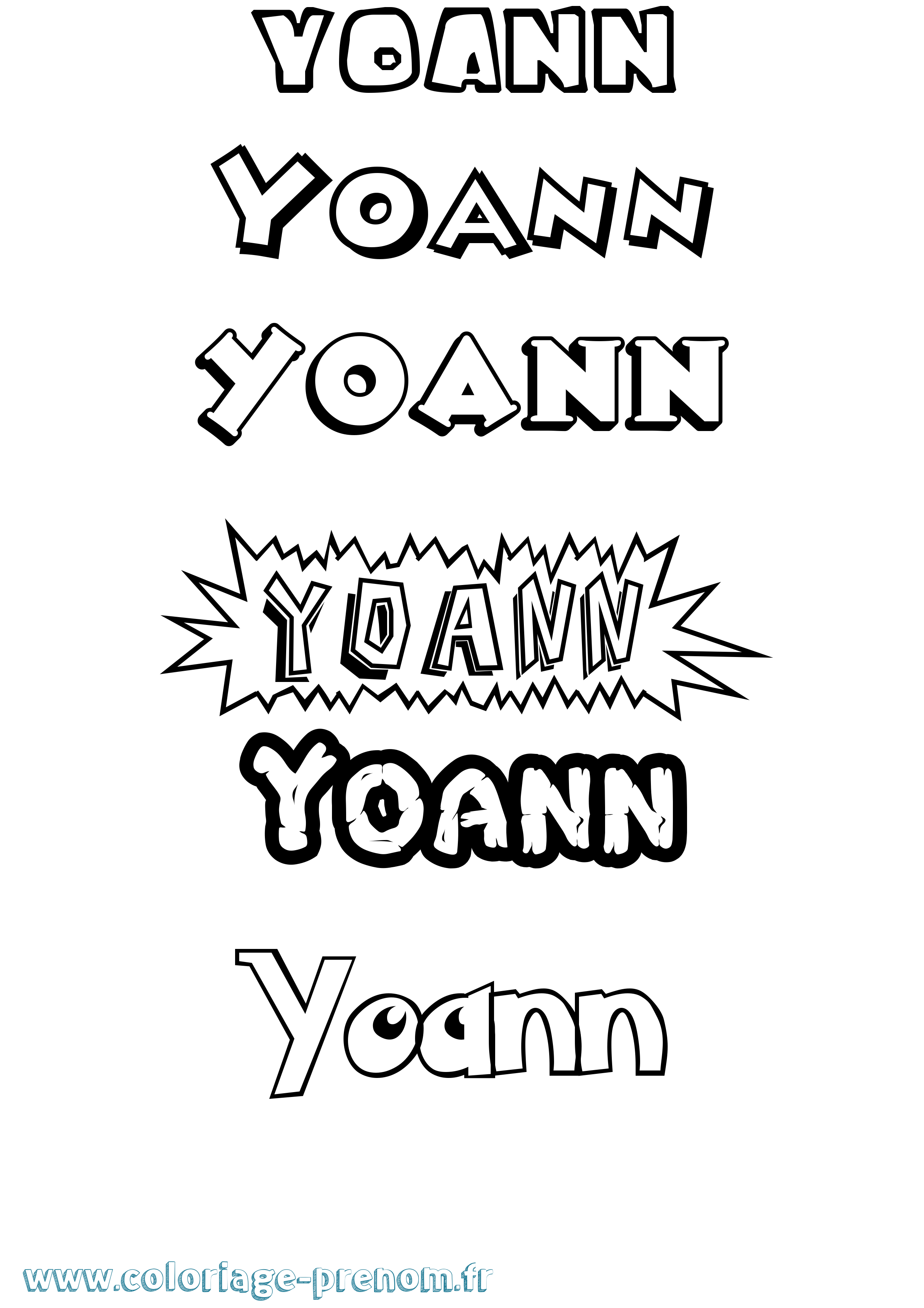 Coloriage prénom Yoann Dessin Animé