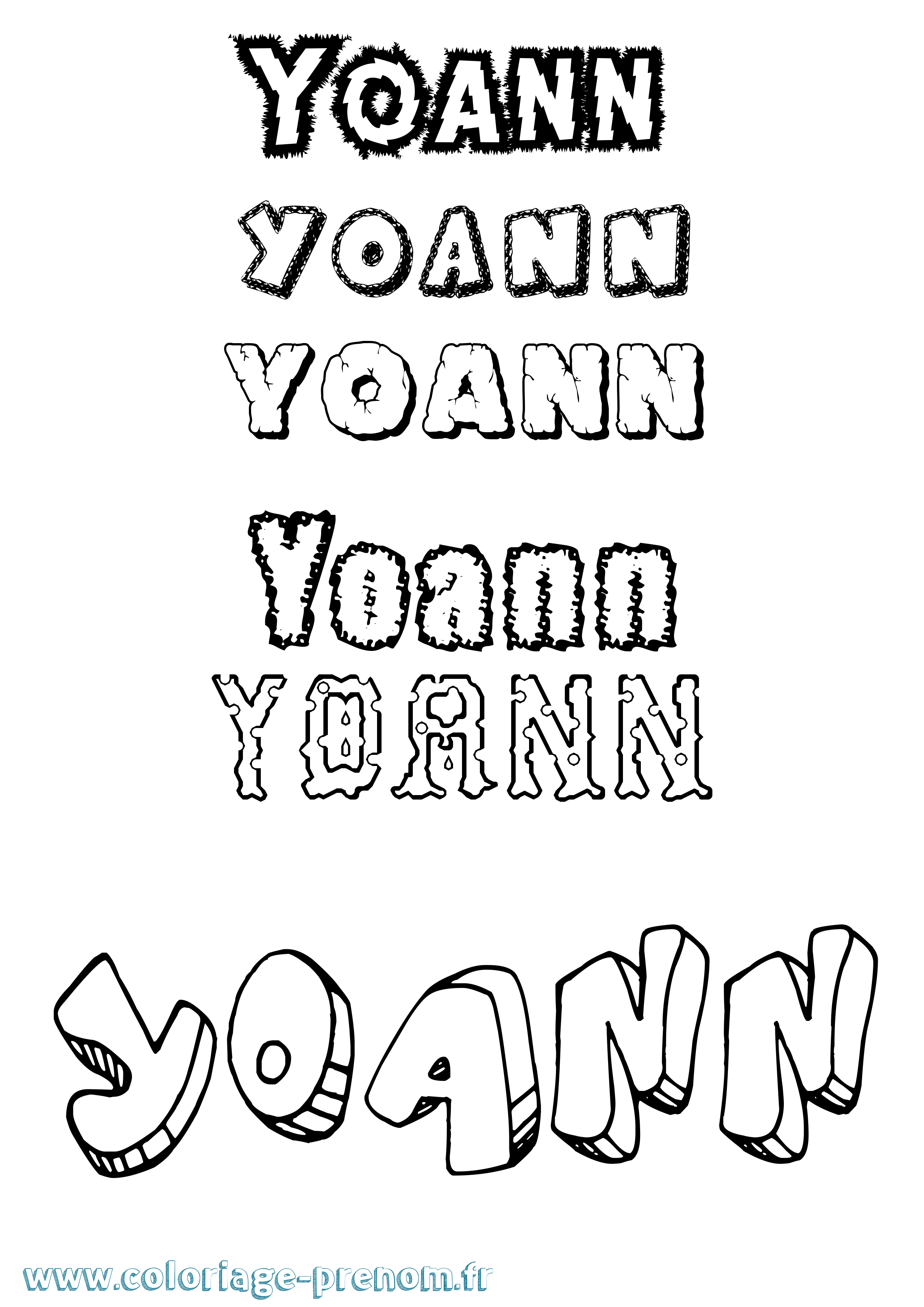 Coloriage prénom Yoann Destructuré