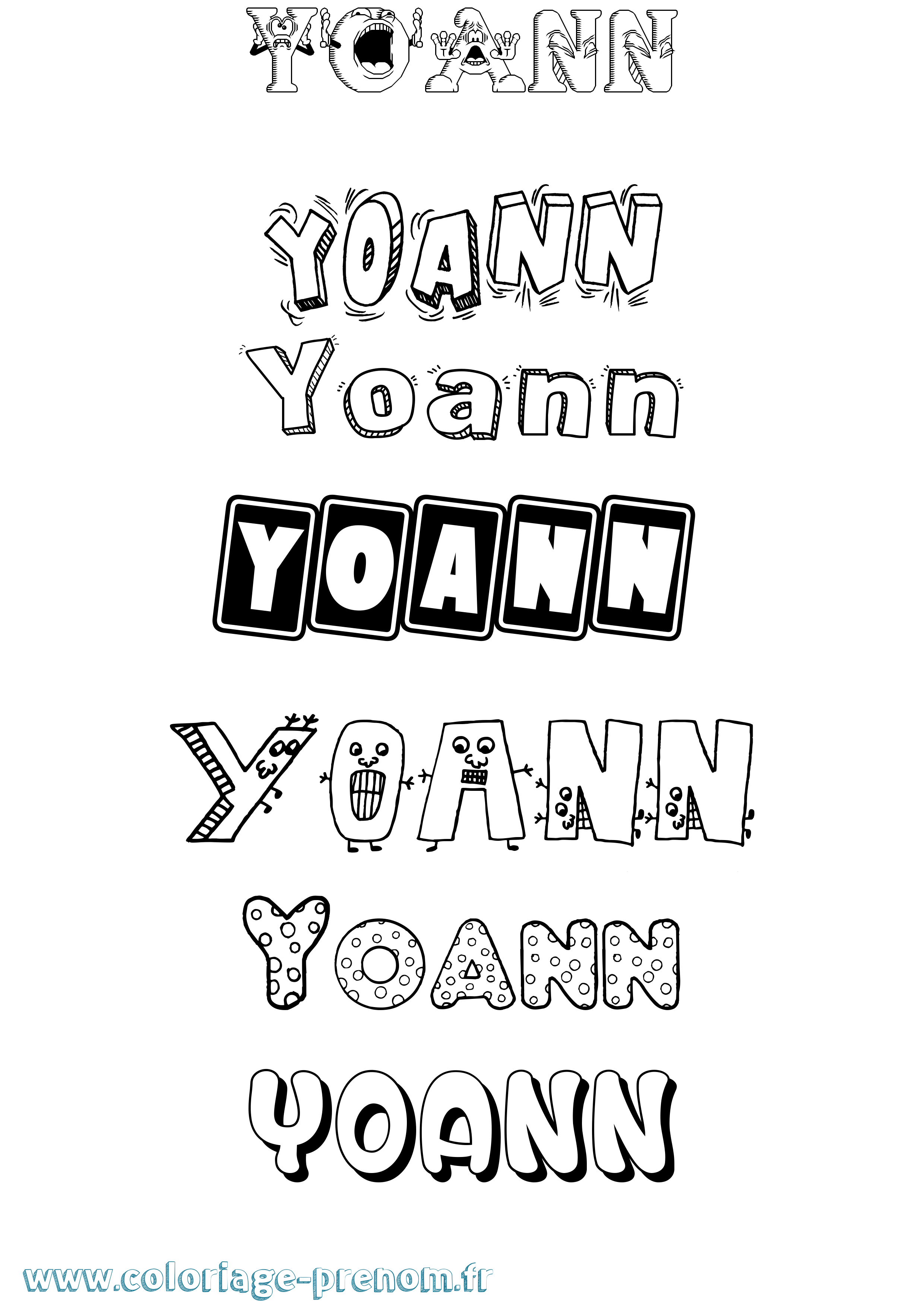 Coloriage prénom Yoann Fun