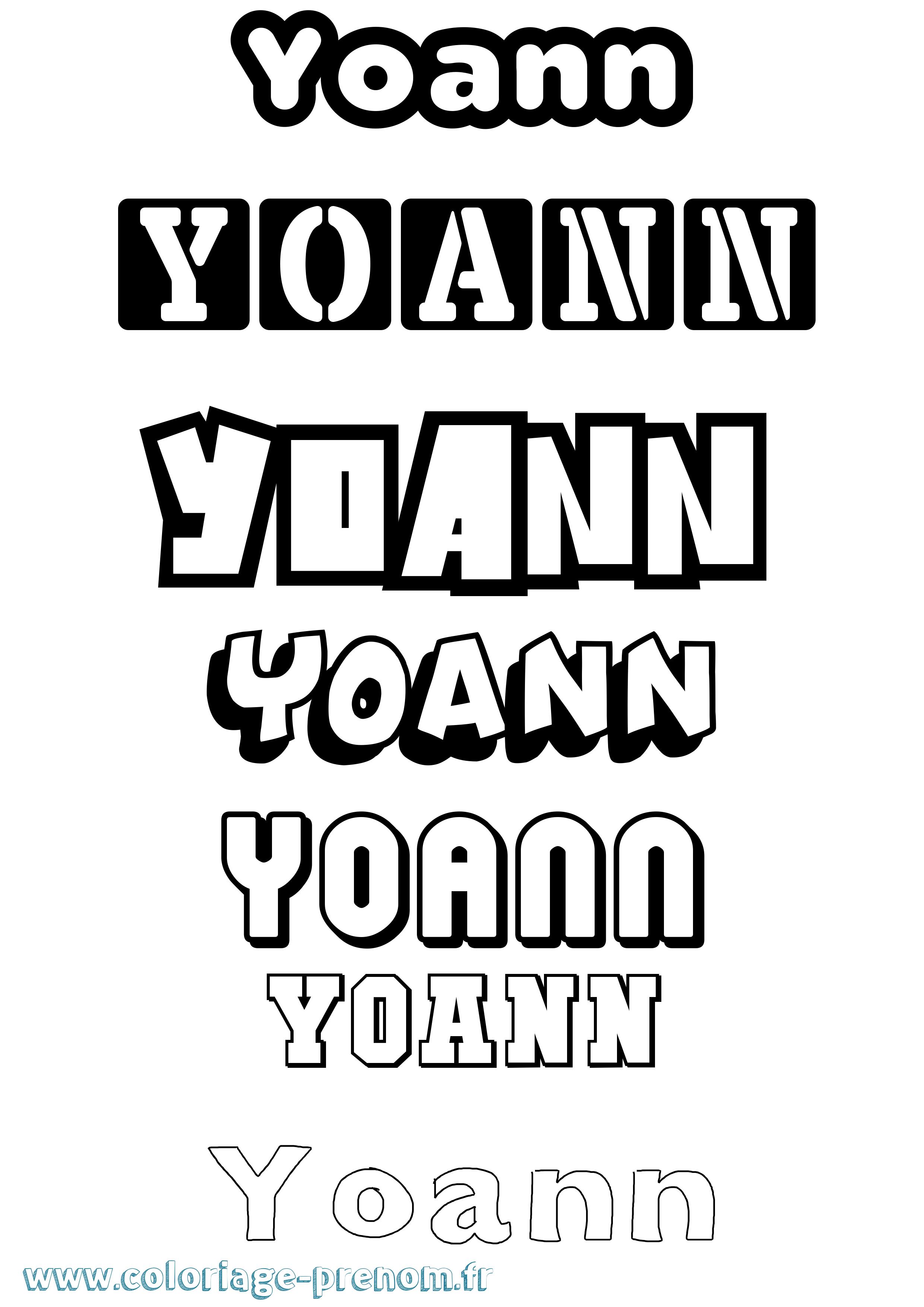 Coloriage prénom Yoann Simple