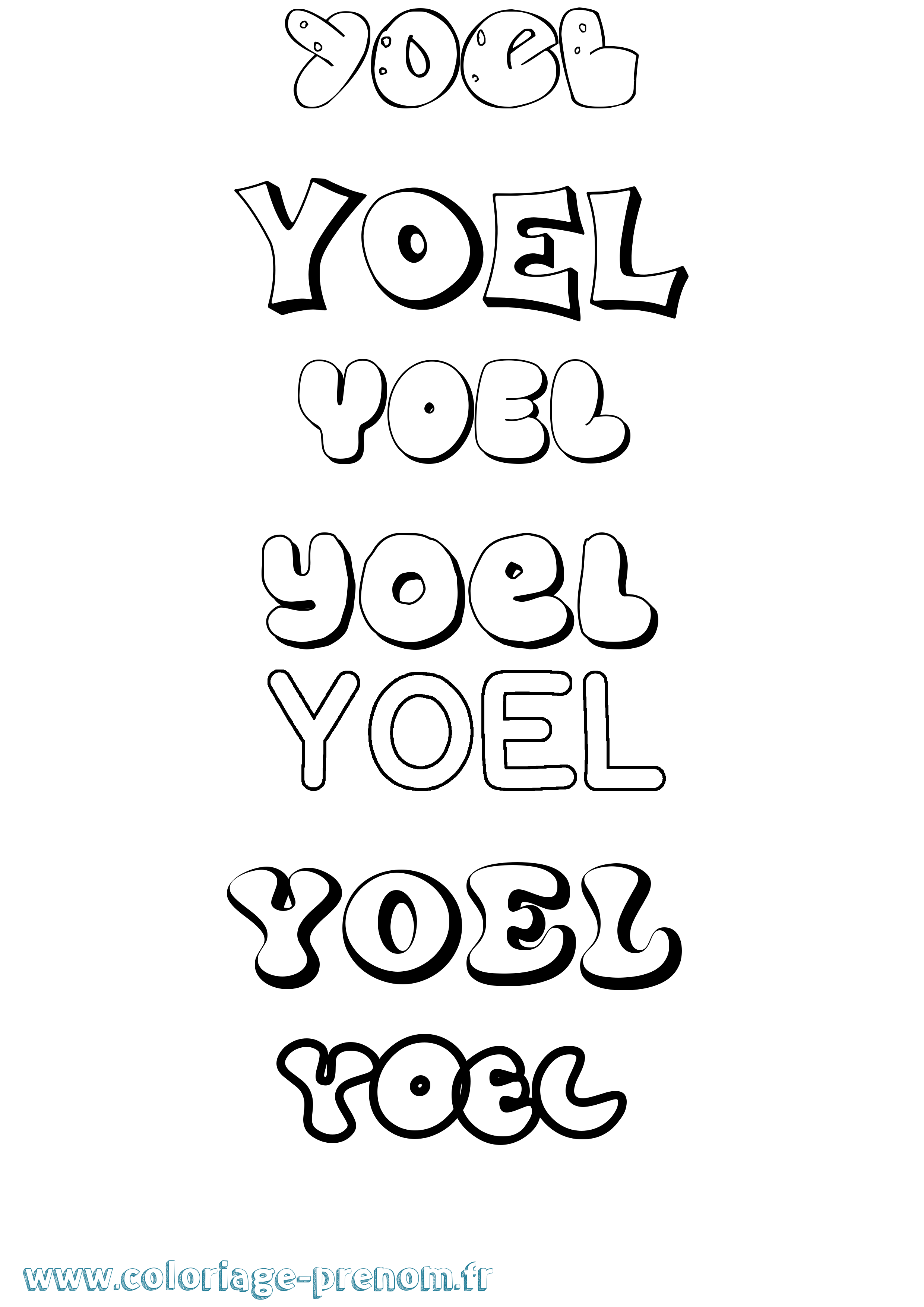 Coloriage prénom Yoel Bubble