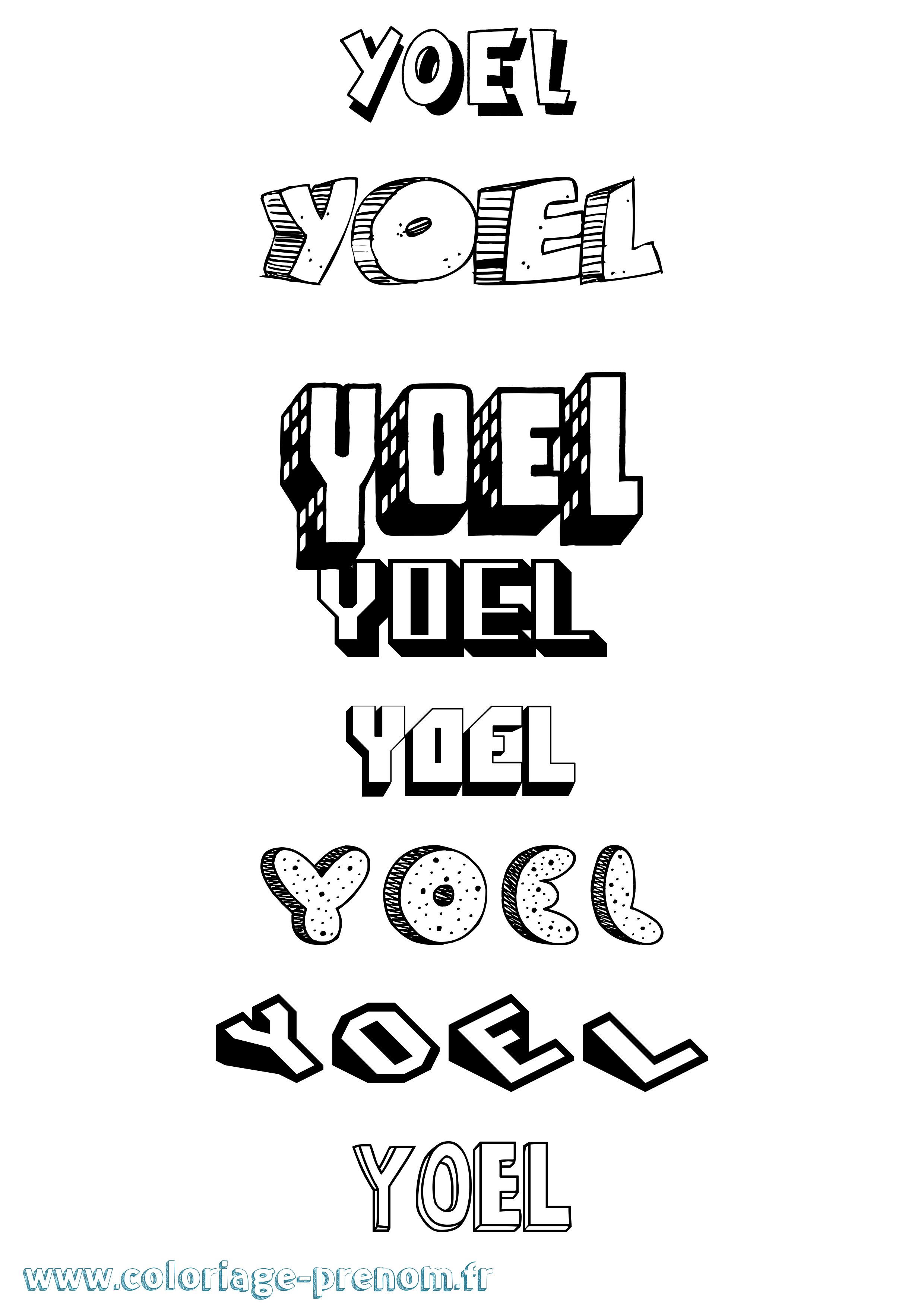 Coloriage prénom Yoel Effet 3D