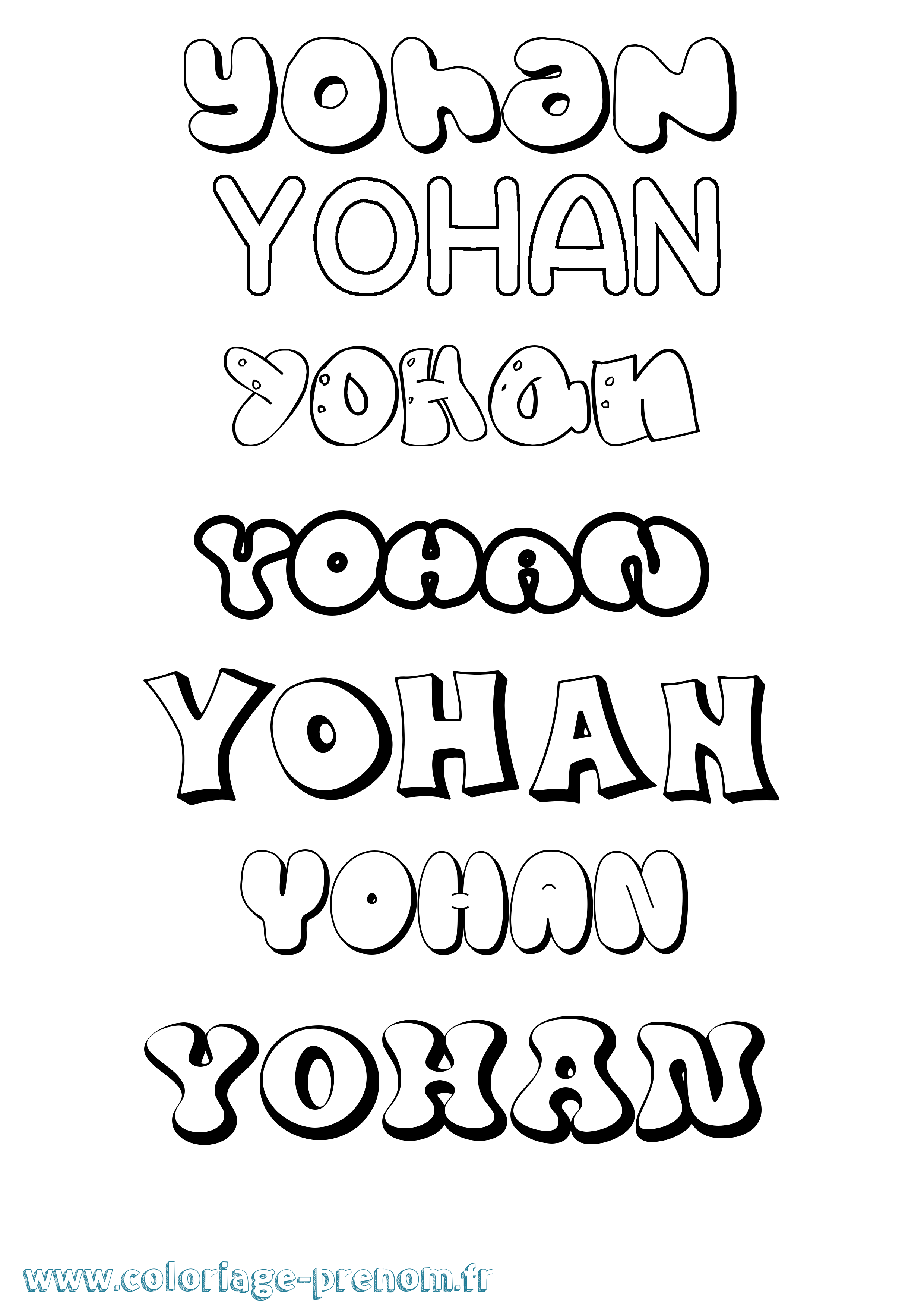 Coloriage prénom Yohan Bubble