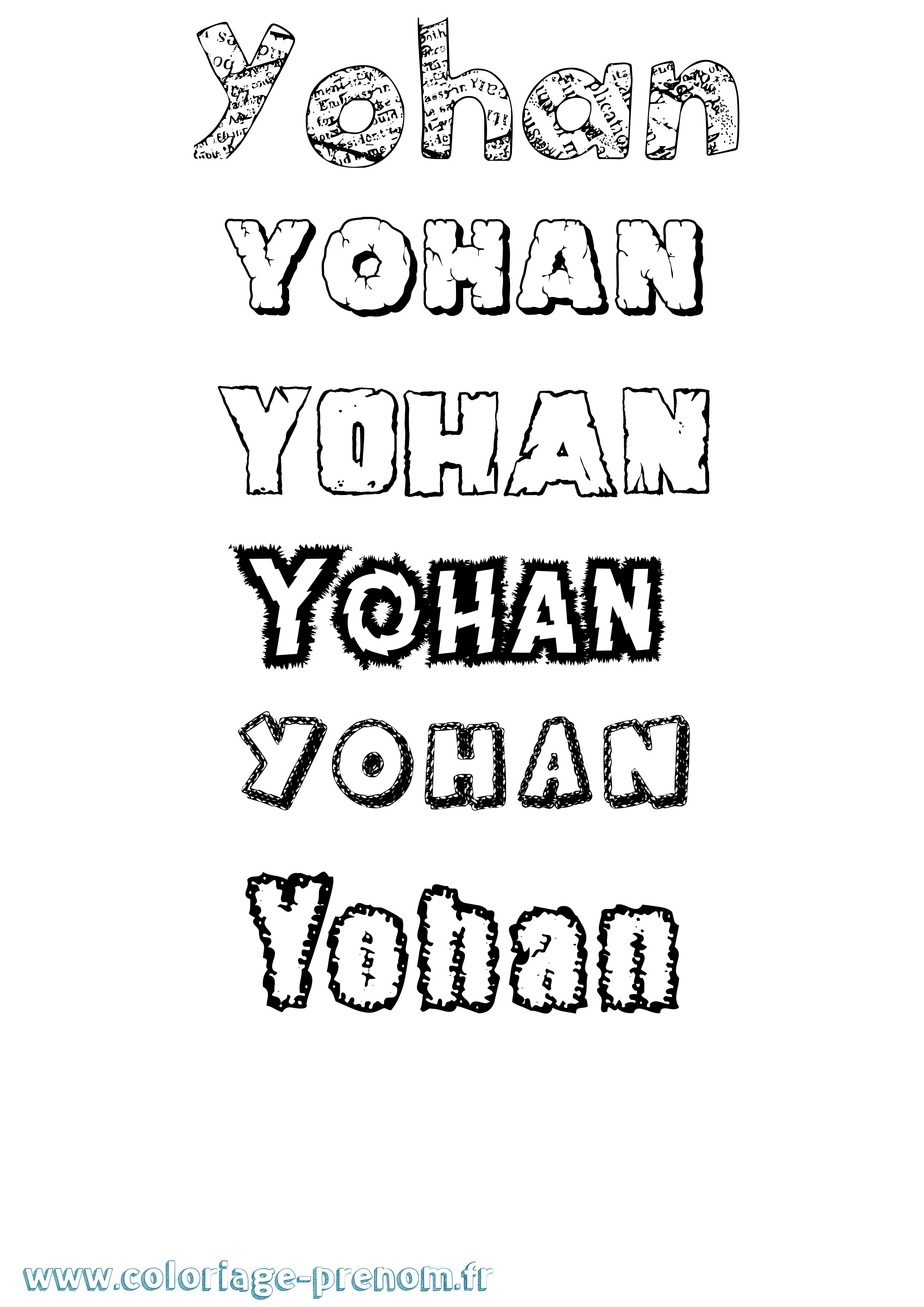 Coloriage prénom Yohan Destructuré