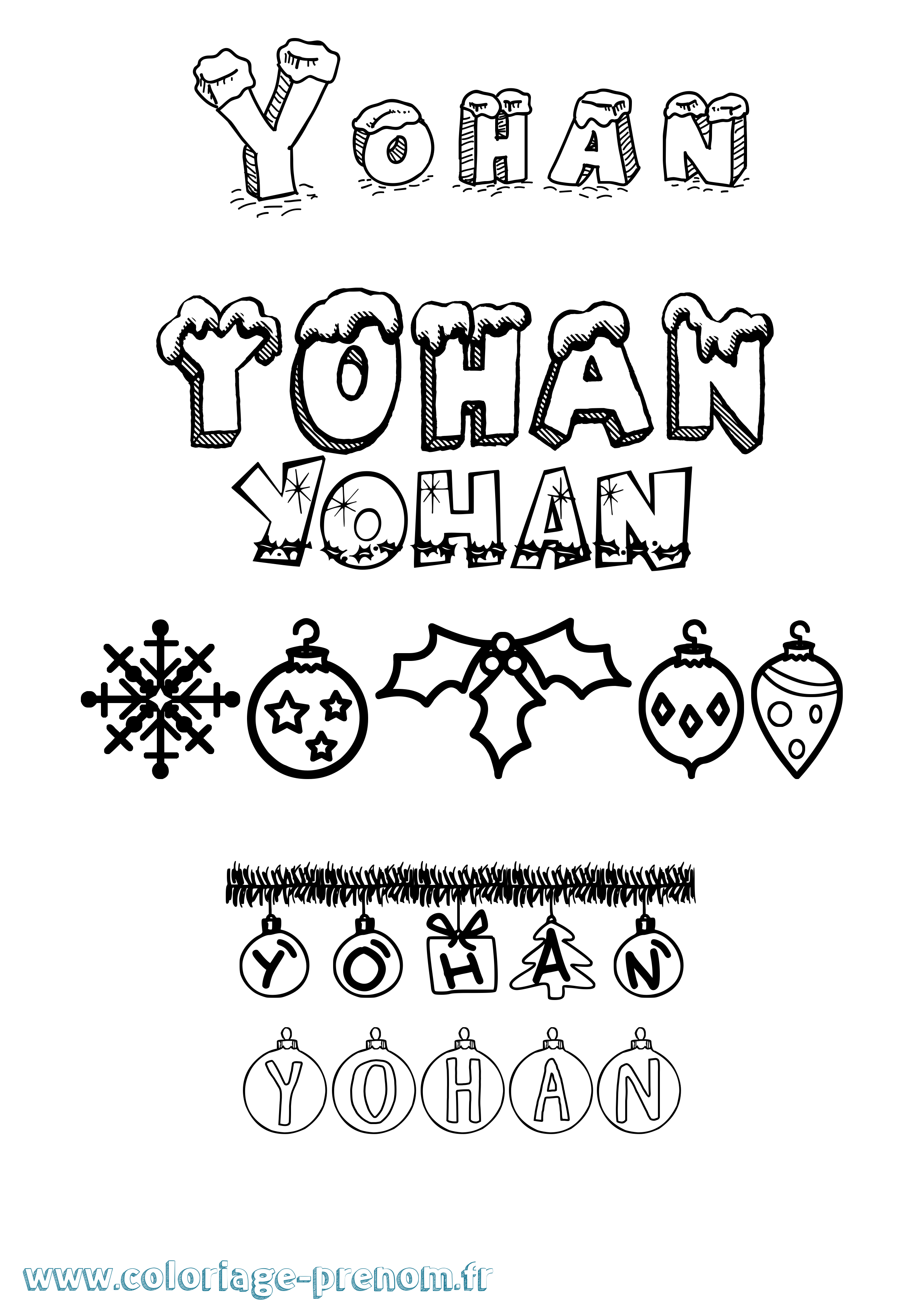 Coloriage prénom Yohan Noël