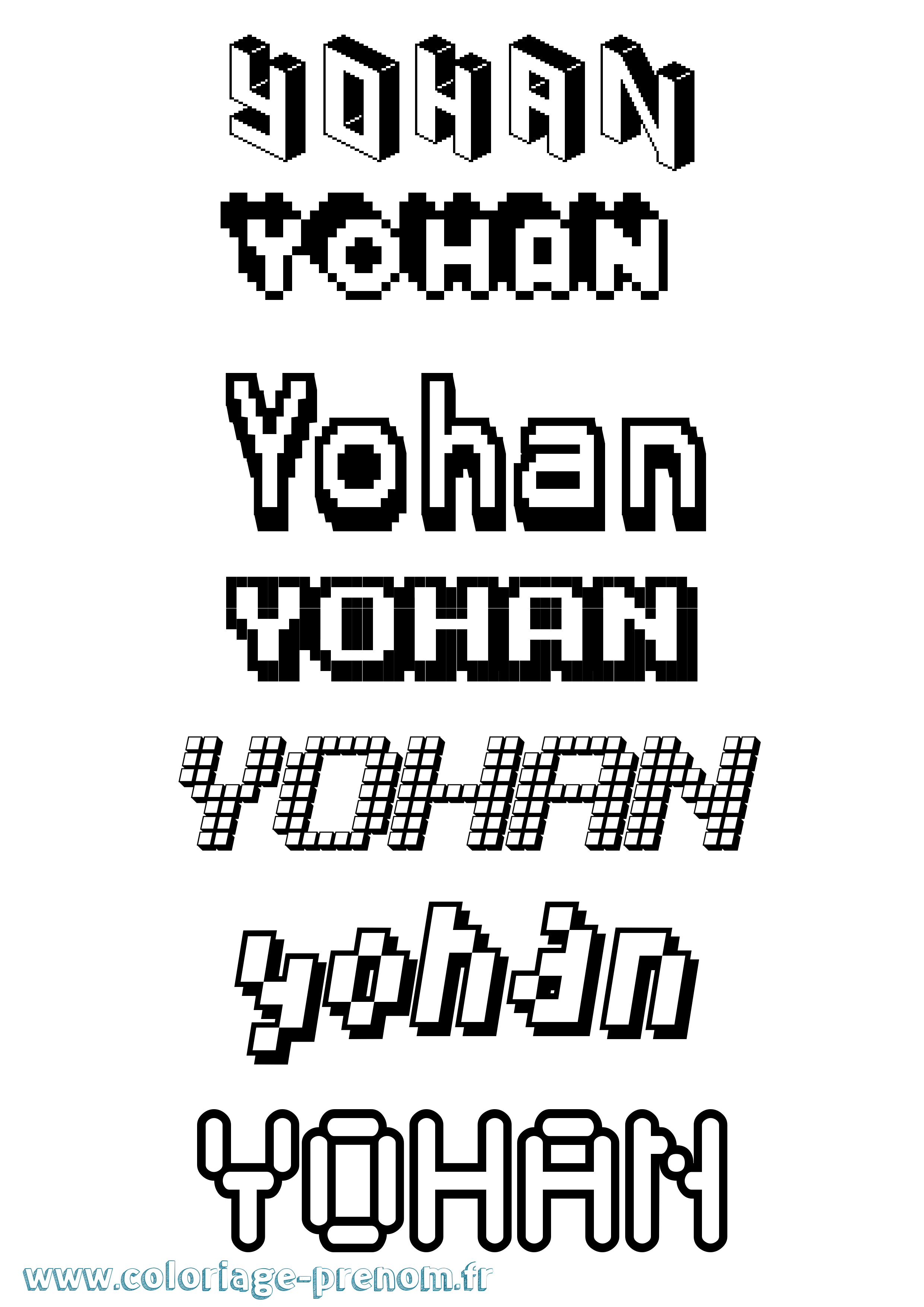 Coloriage prénom Yohan Pixel