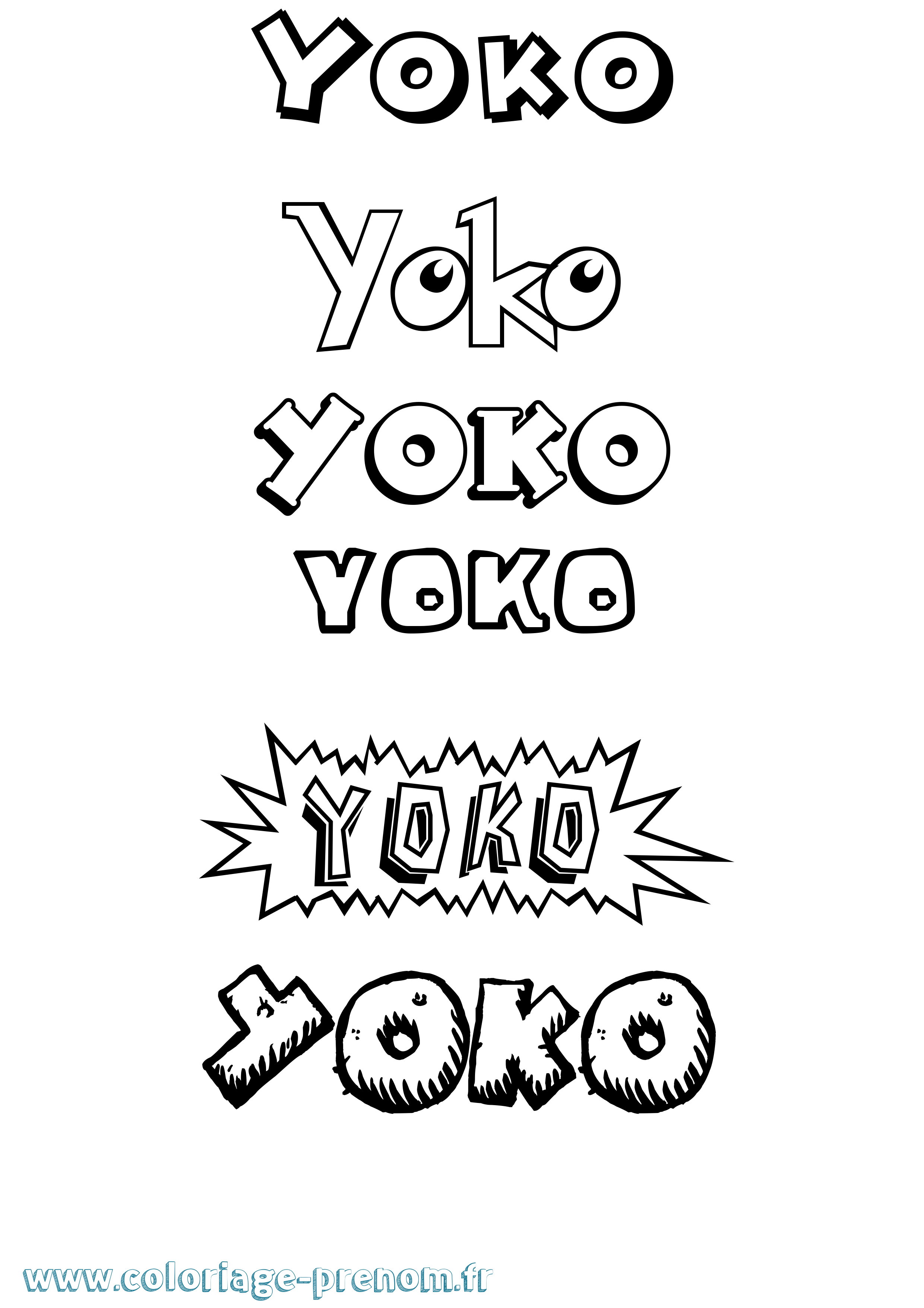 Coloriage prénom Yoko Dessin Animé