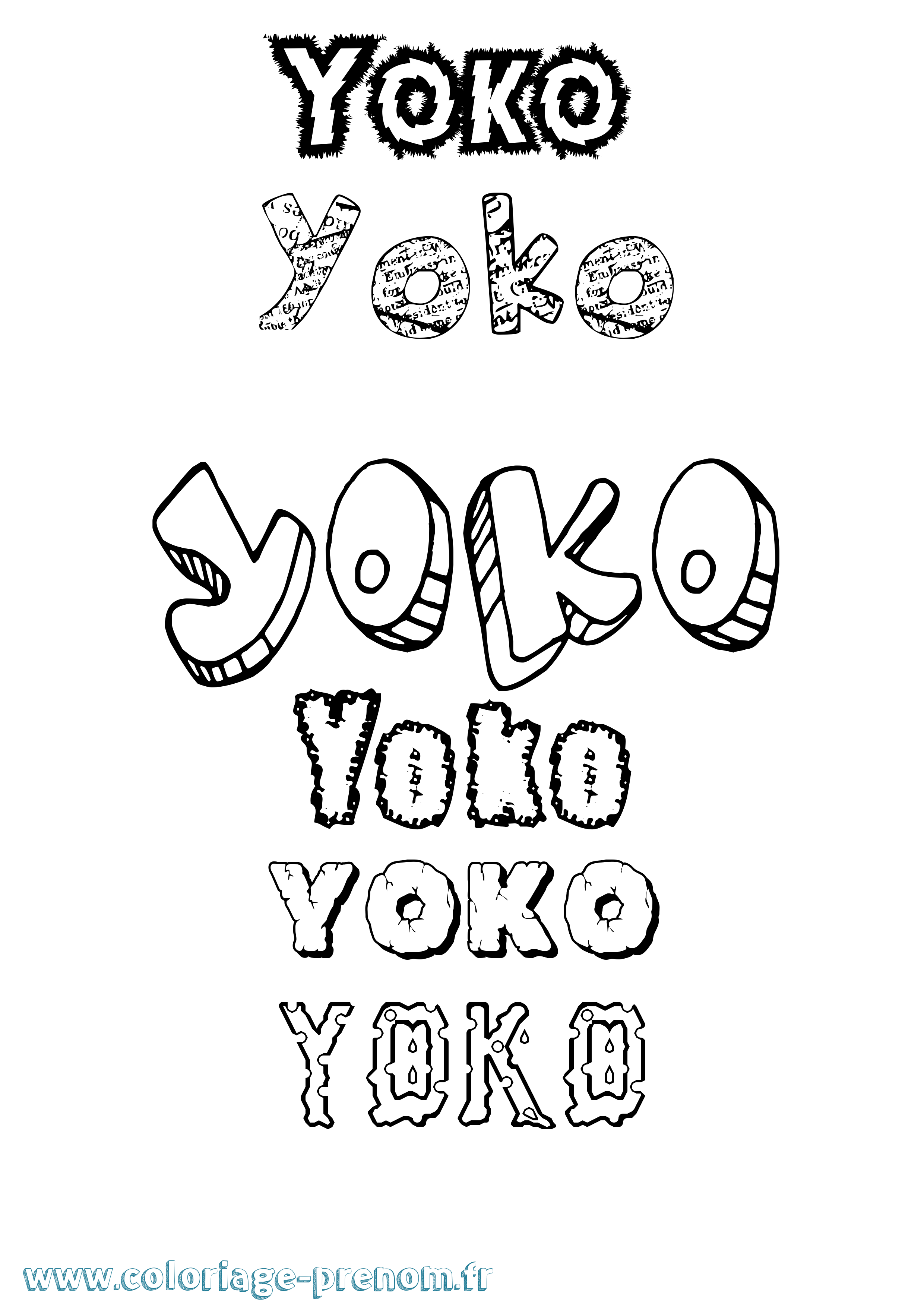 Coloriage prénom Yoko Destructuré