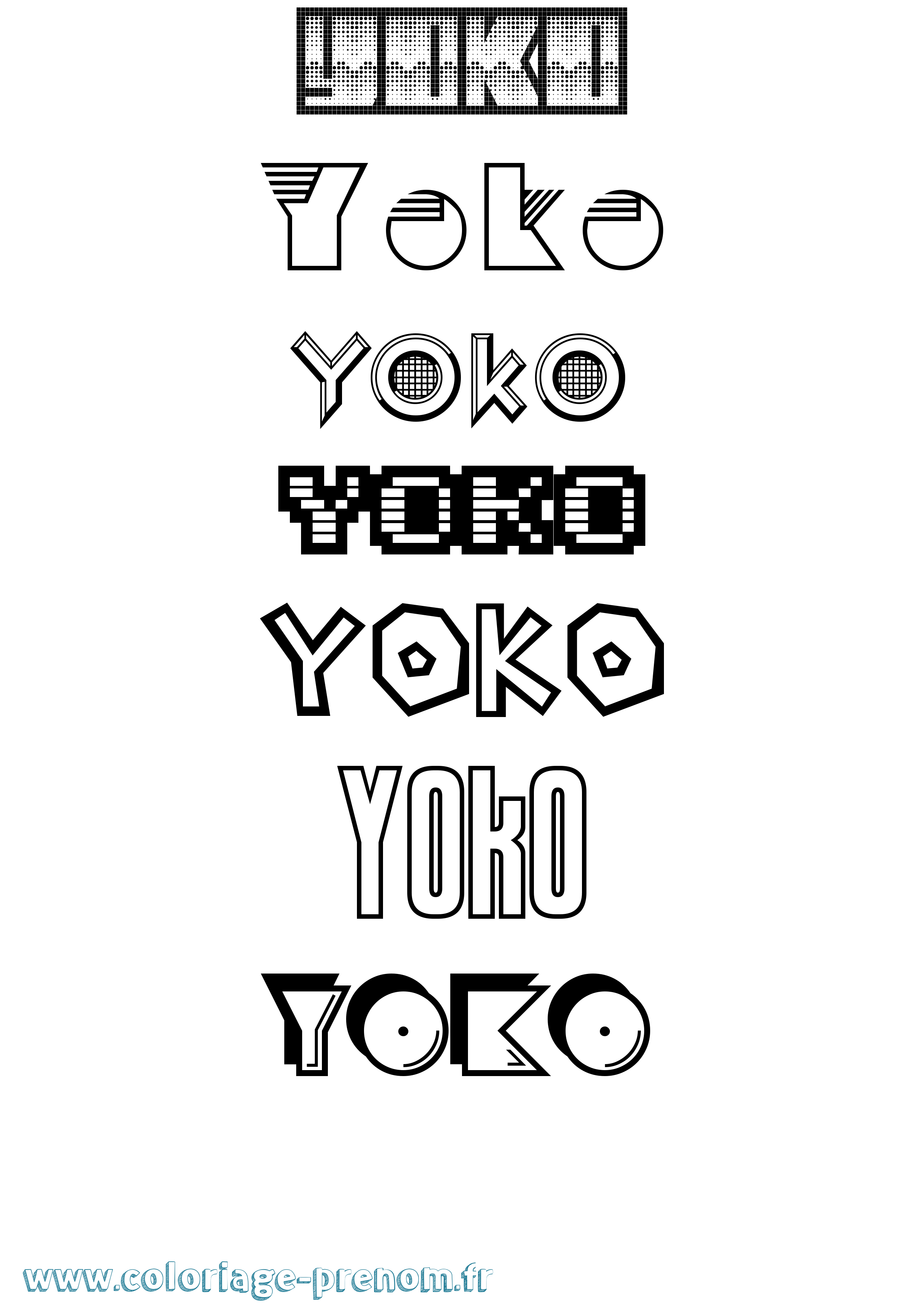 Coloriage prénom Yoko Jeux Vidéos