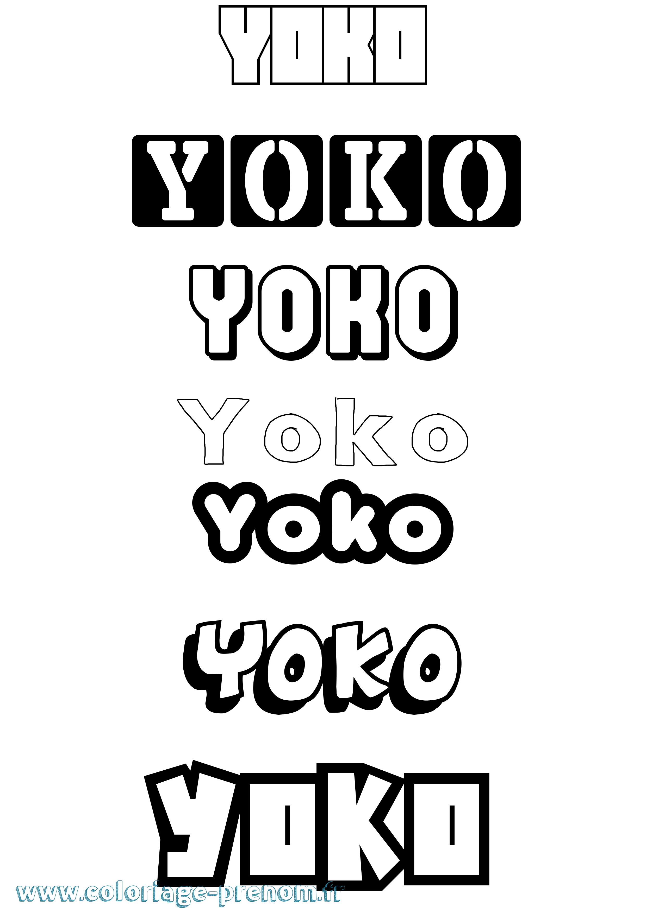 Coloriage prénom Yoko Simple