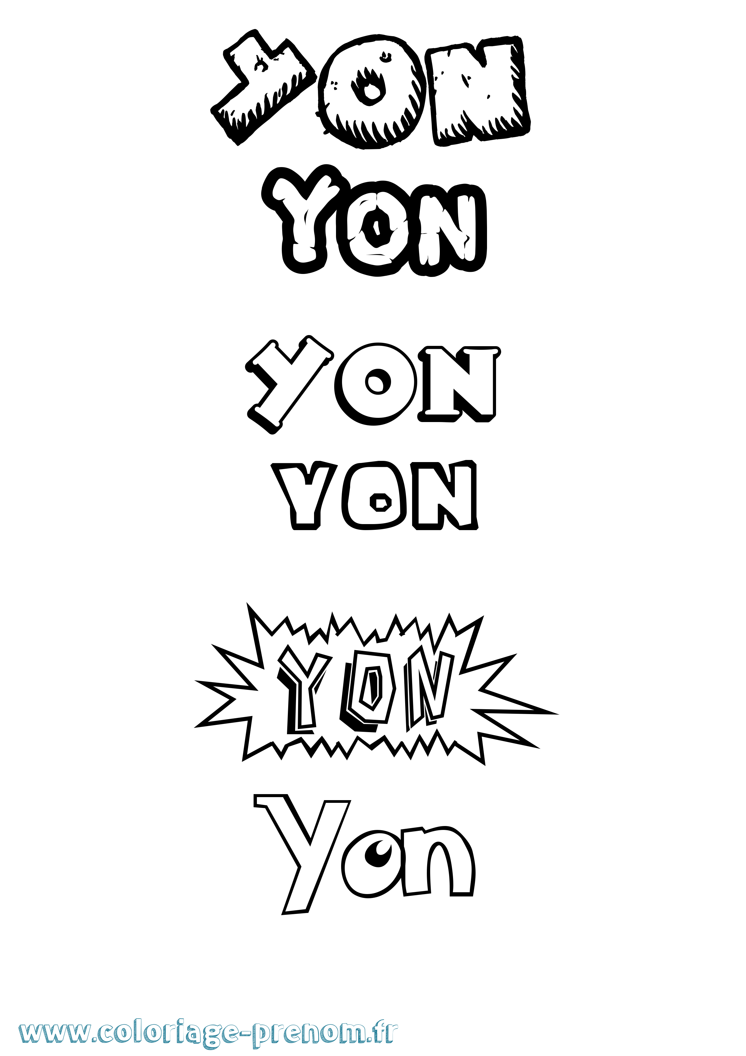 Coloriage Yon Dessin Animé Coloriage prénom Yon Dessin Animé
