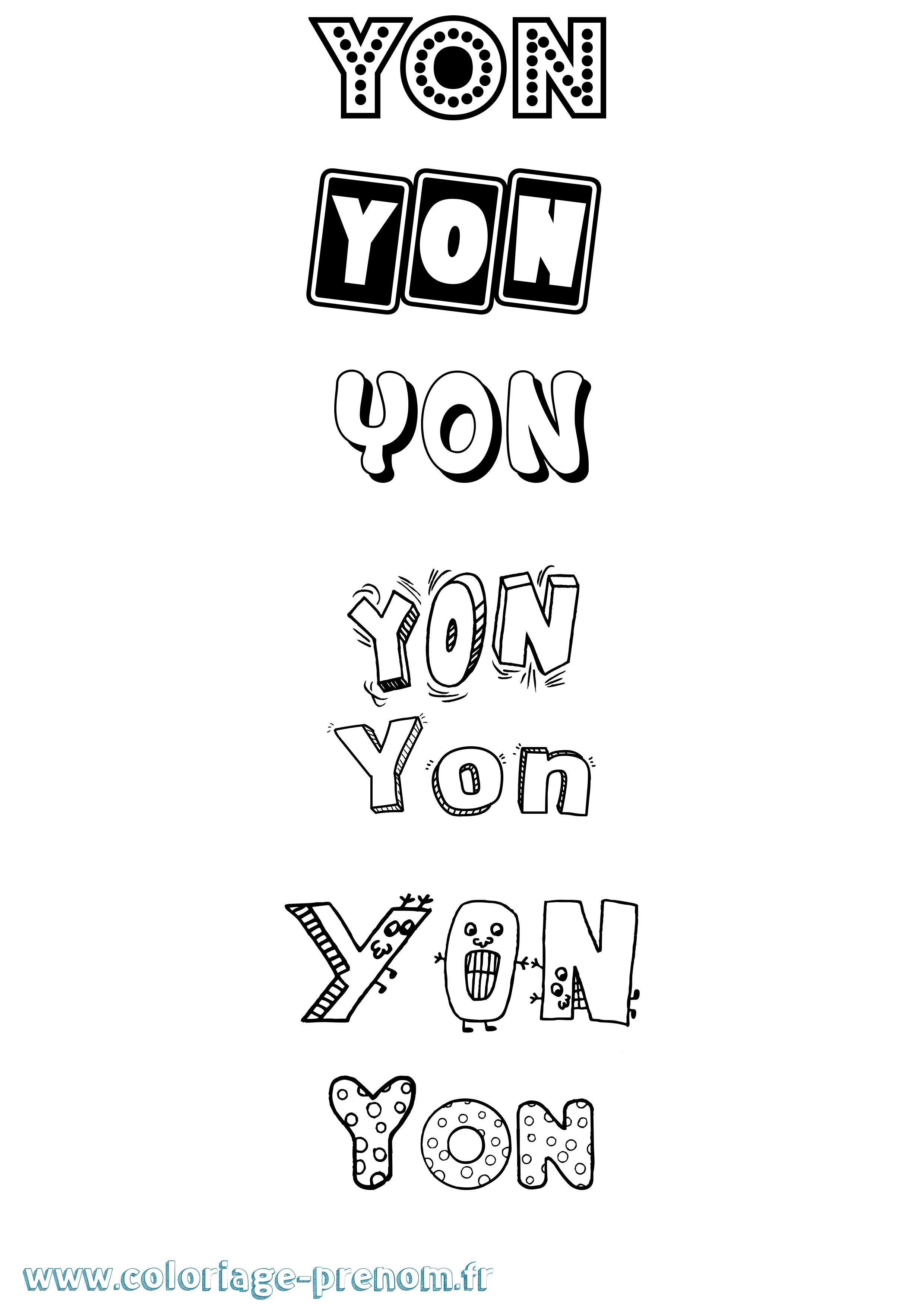 Coloriage Yon Fun Coloriage prénom Yon Fun