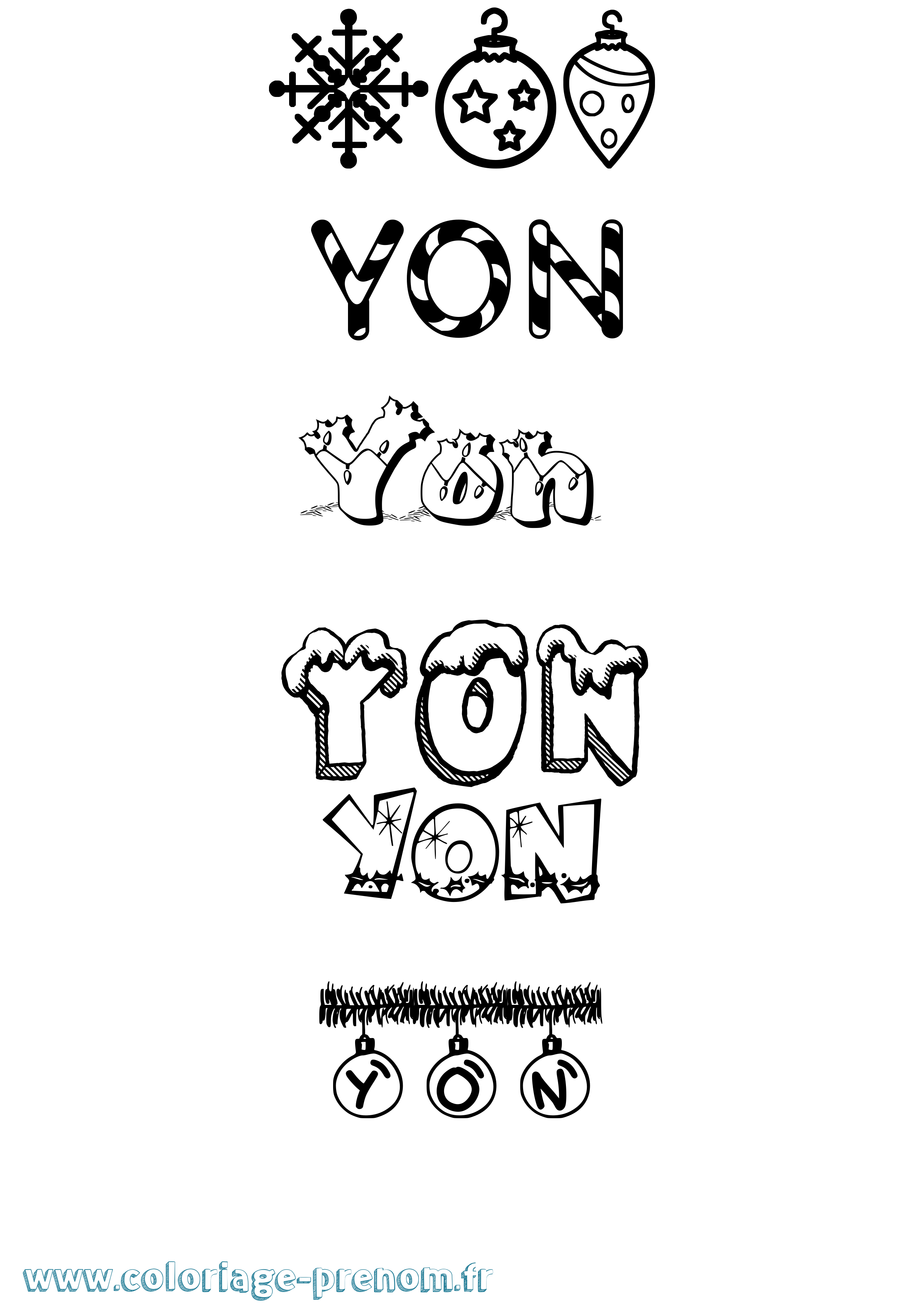 Coloriage Yon Noël Coloriage prénom Yon Noël