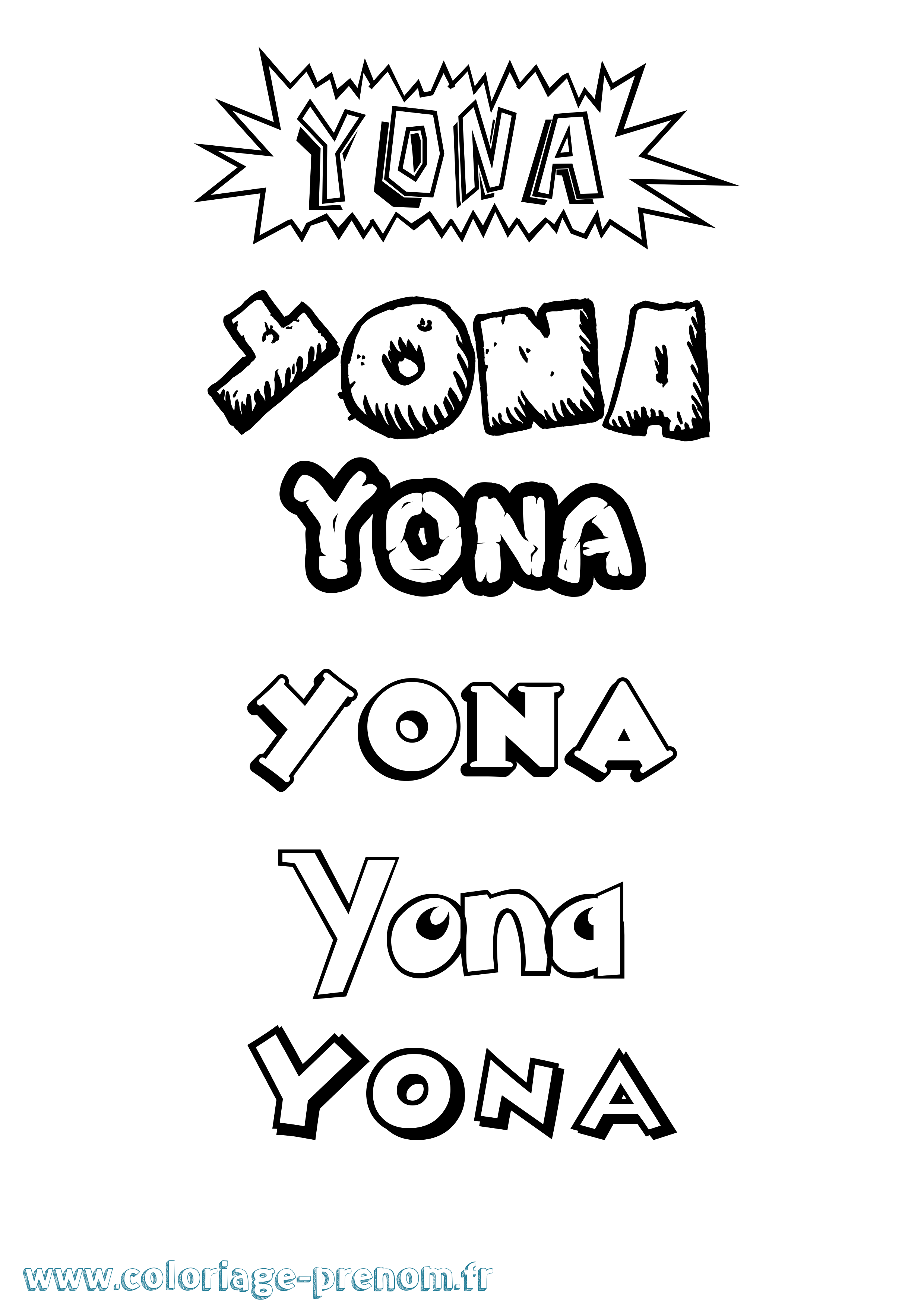 Coloriage prénom Yona Dessin Animé