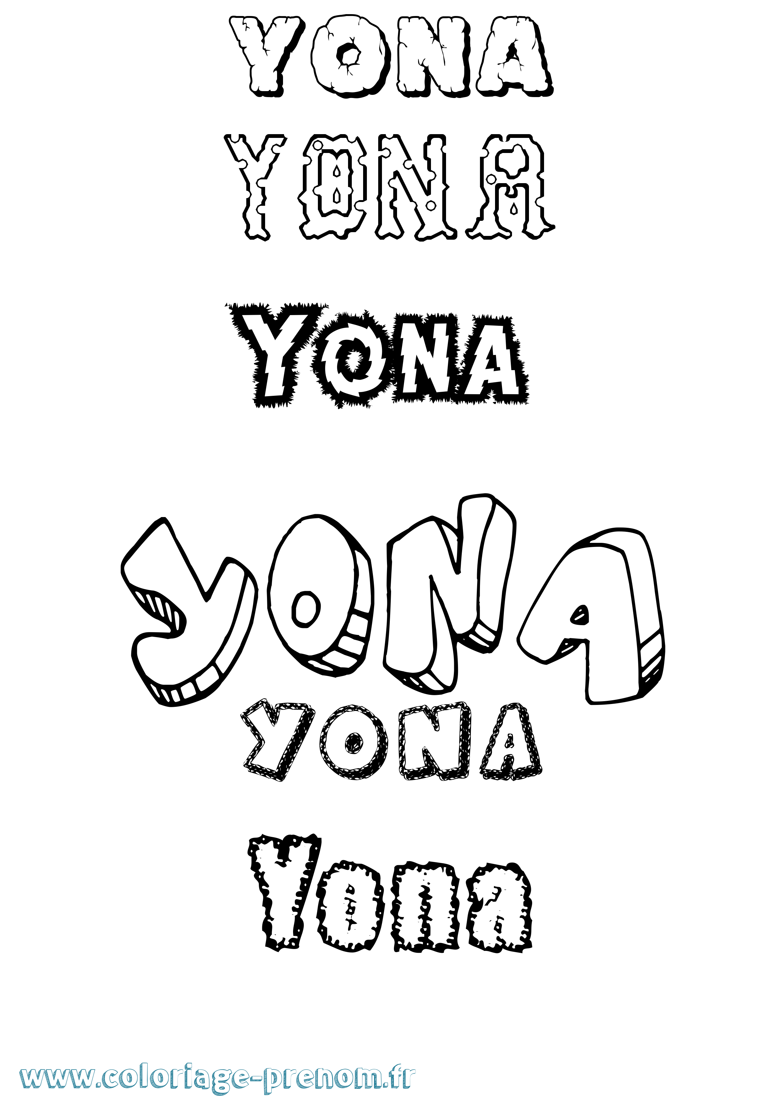 Coloriage prénom Yona Destructuré