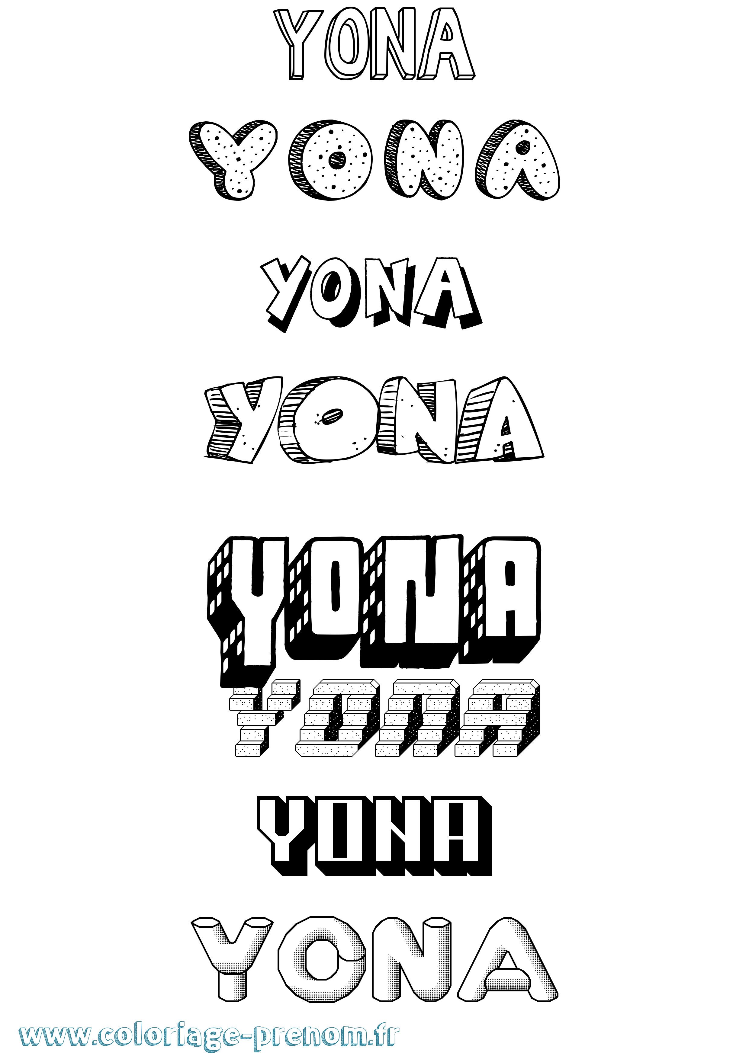 Coloriage prénom Yona Effet 3D